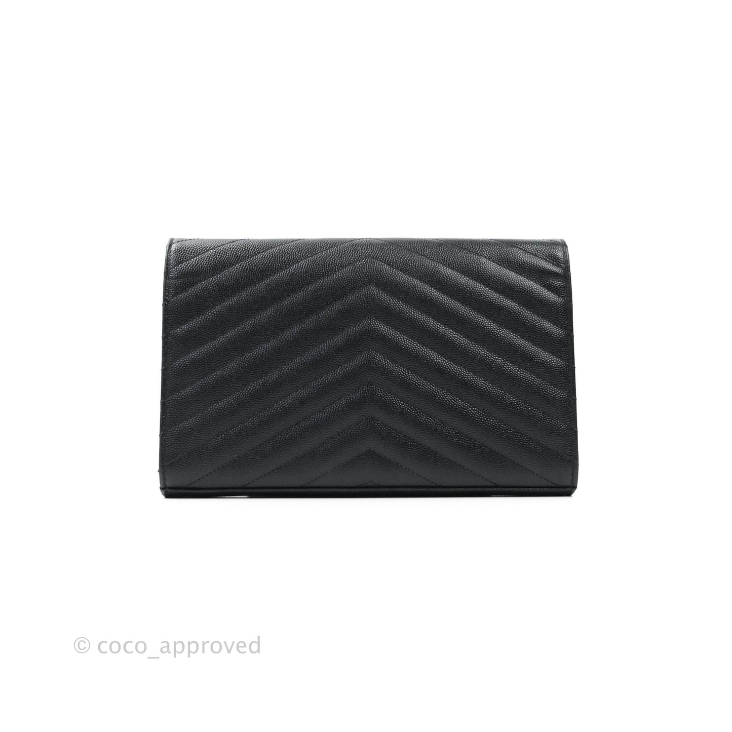 Saint Laurent Wallet on Chain Large Black Grained Leather Gold Hardware