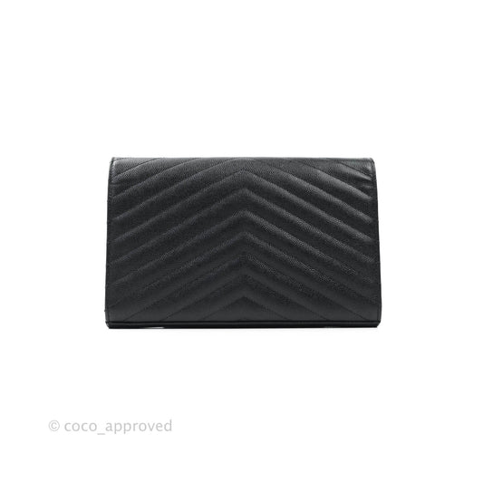 Saint Laurent Wallet on Chain Large Black Grained Leather Gold Hardware