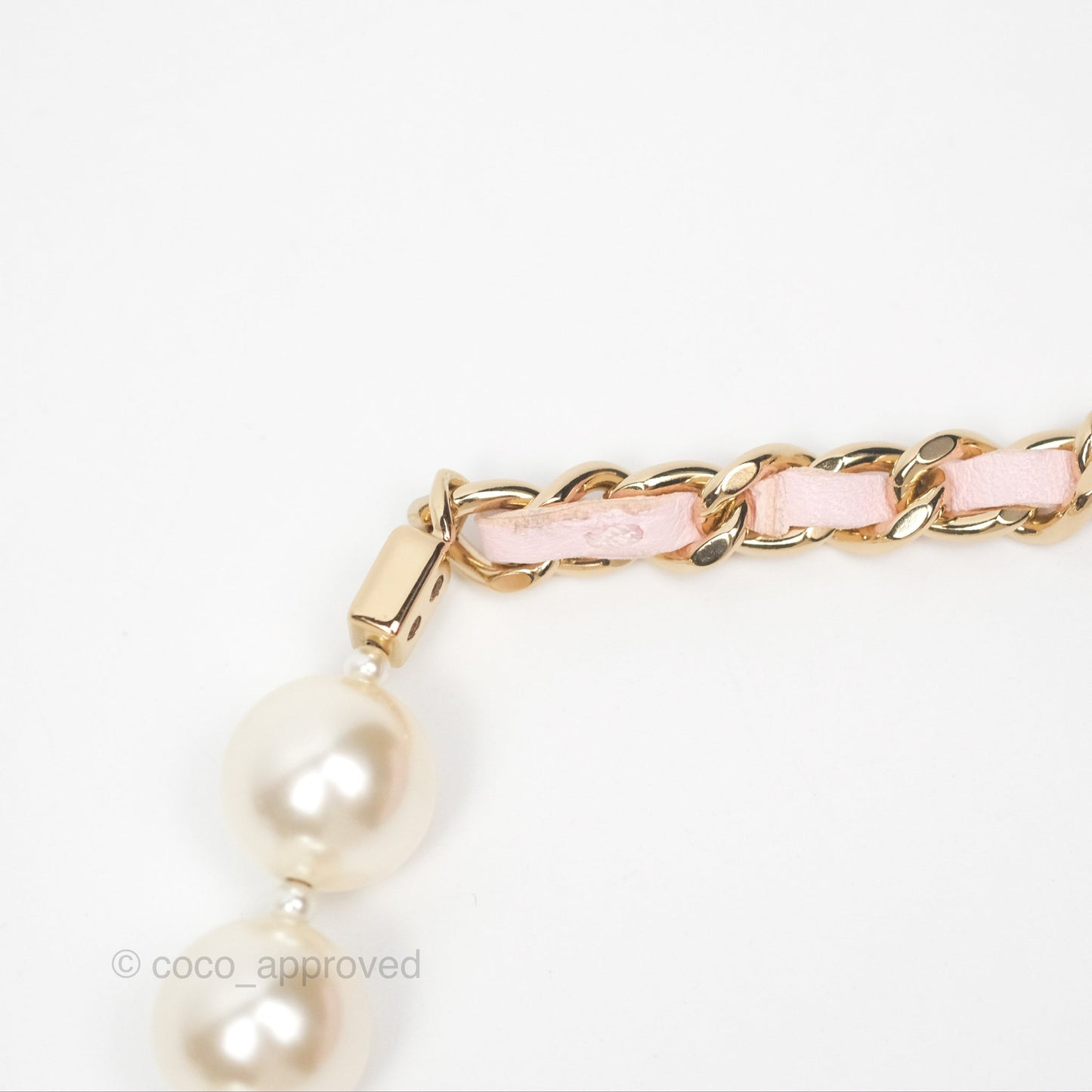 Chanel Wallet On Chain WOC Pearl Chain Iridescent Light Pink Lambskin Gold Hardware
