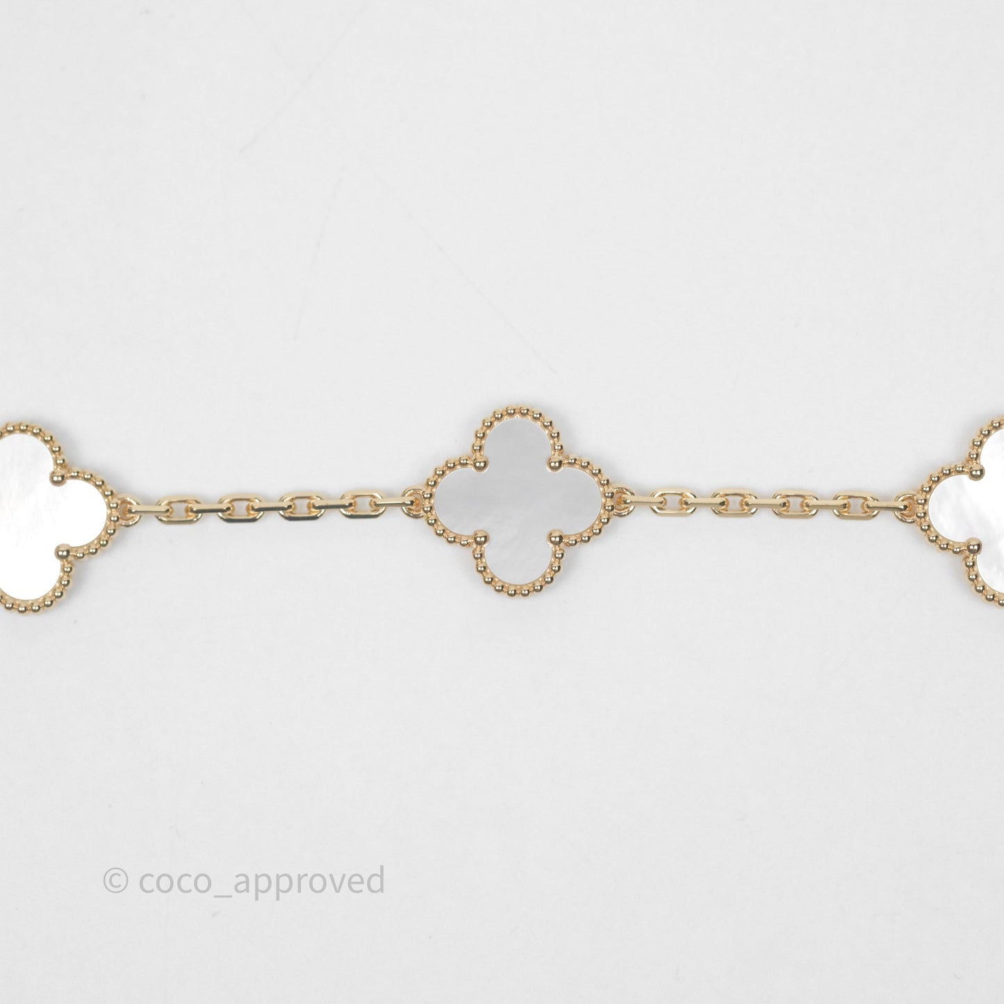 Van Cleef & Arpels Vintage Alhambra 5 Motifs White Mother-of-pearl Yellow Gold Bracelet