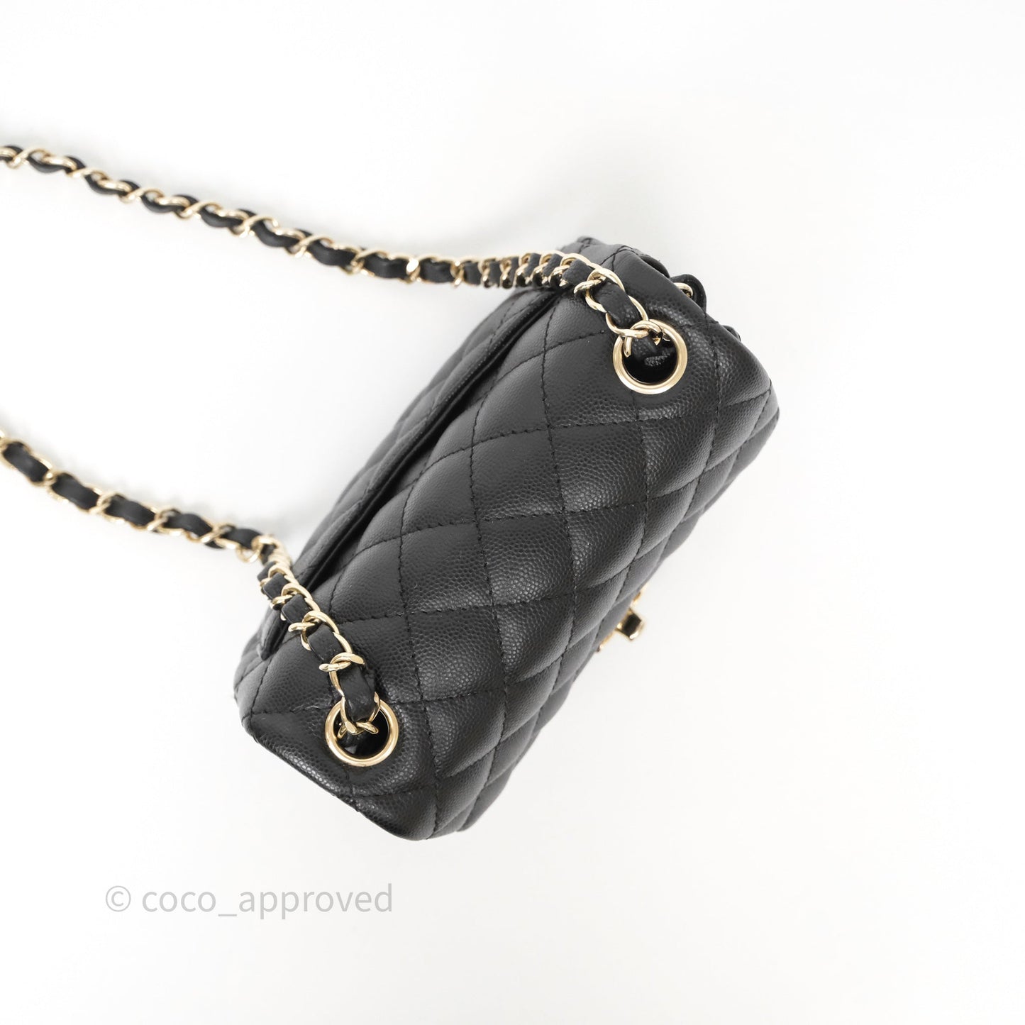 Chanel Mini Square Black Caviar Gold Hardware