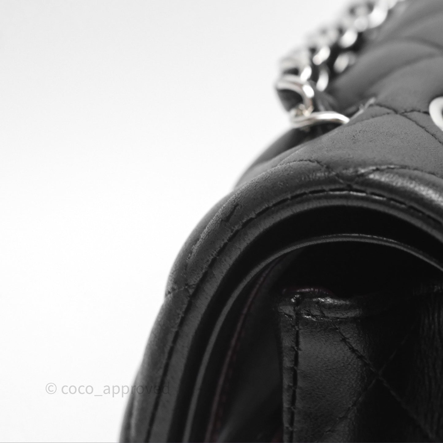 Chanel Classic M/L Medium Flap Quilted Black Lambskin Silver Hardware