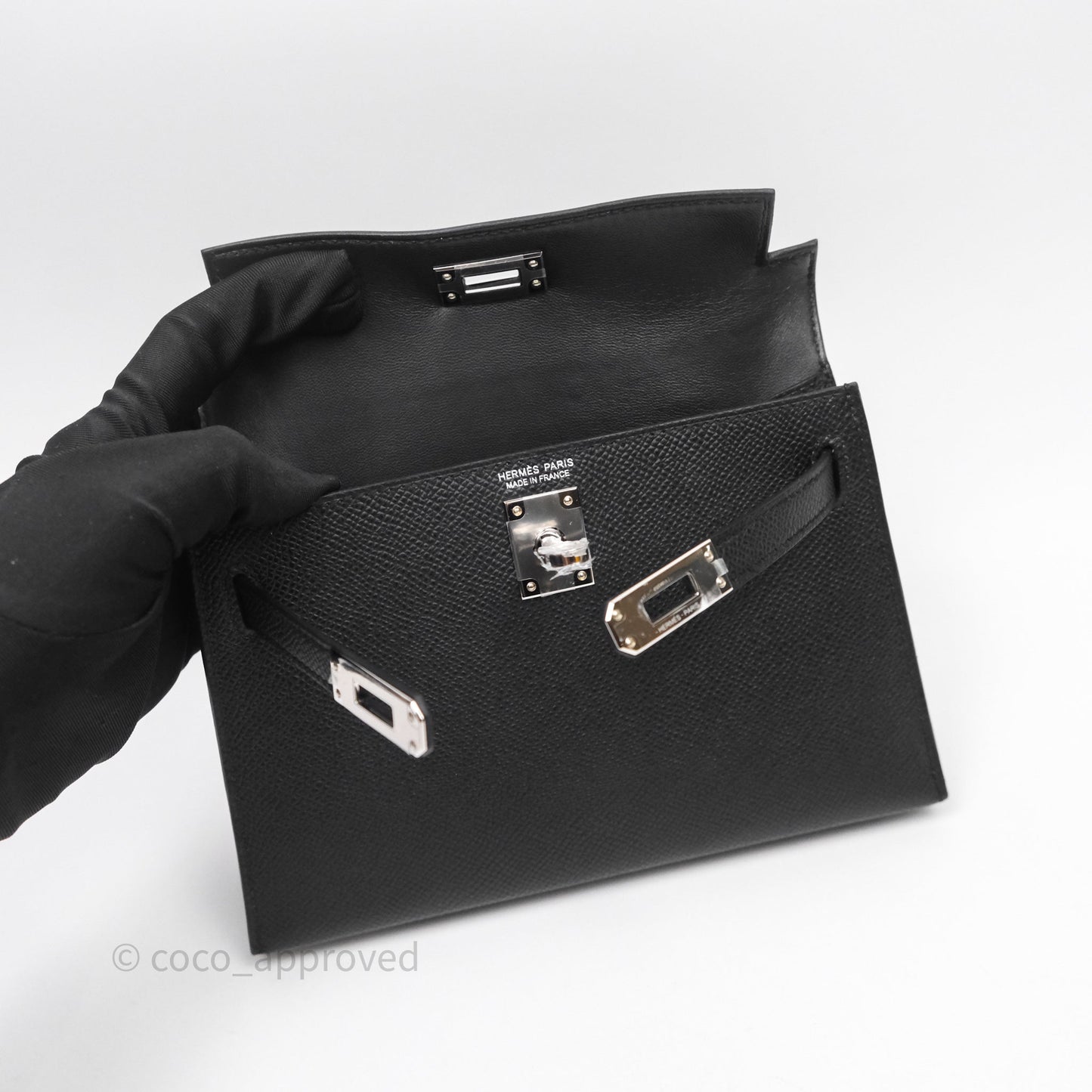 Hermès Mini Kelly Black Noir 89 Epsom Palladium Hardware