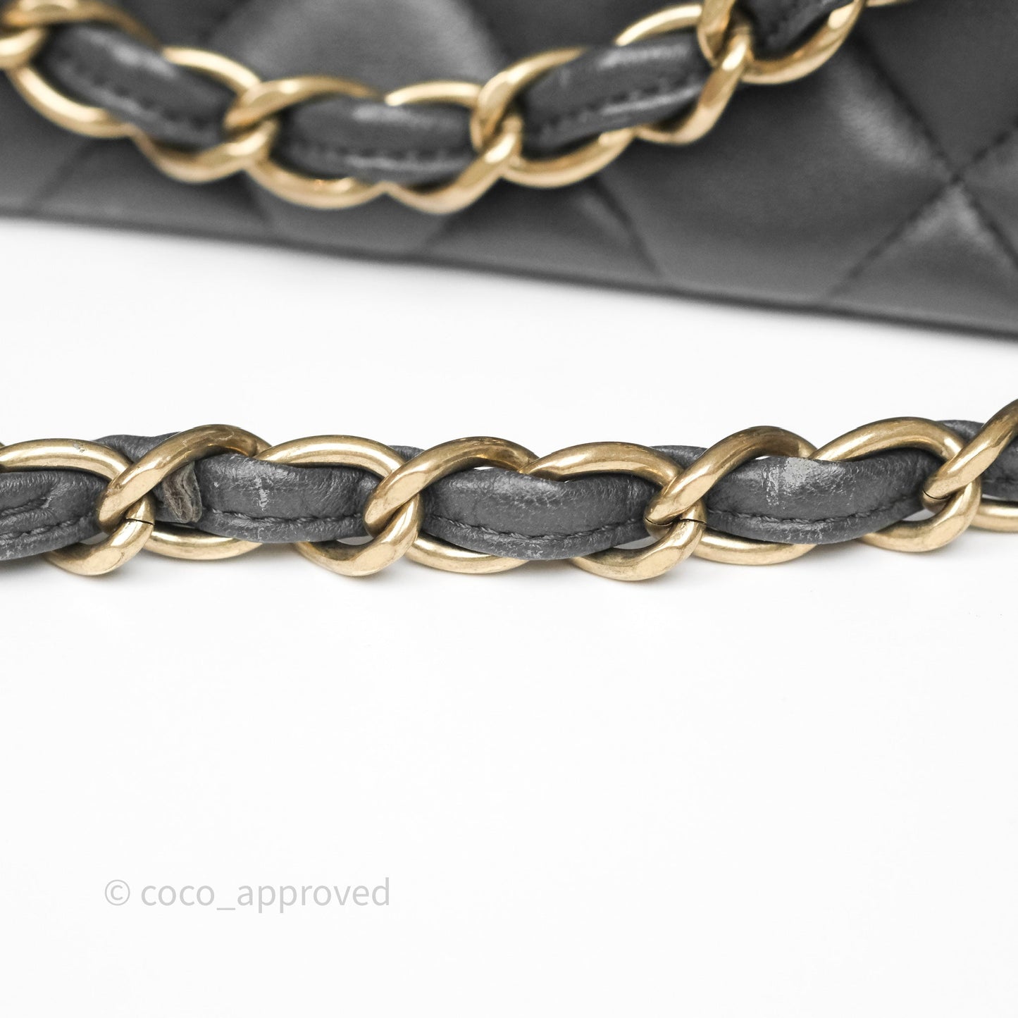 Chanel Jumbo Double Flap Dark Grey Lambskin Brushed Gold Hardware⁣⁣
