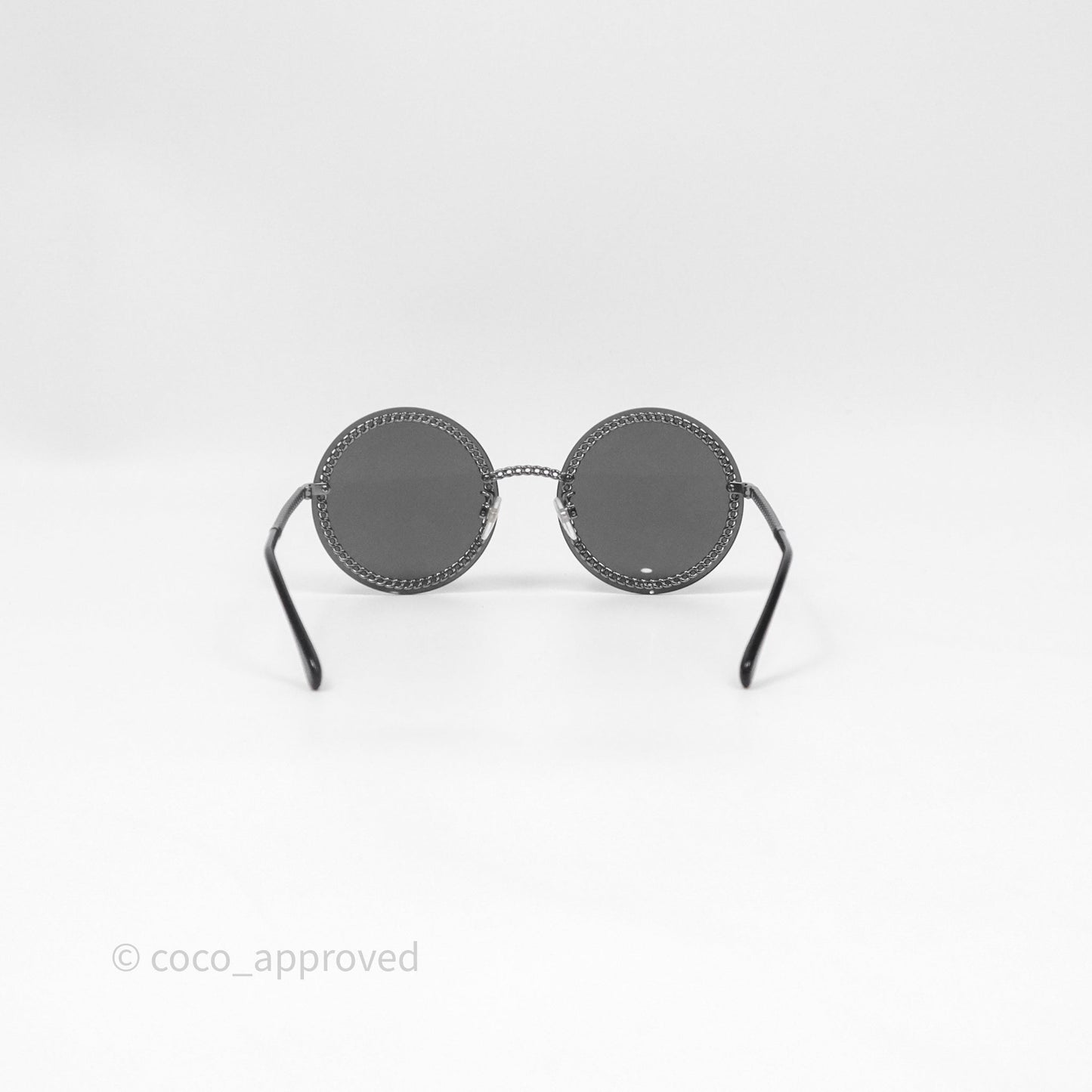 Chanel Round Sunglasses With Chain Black