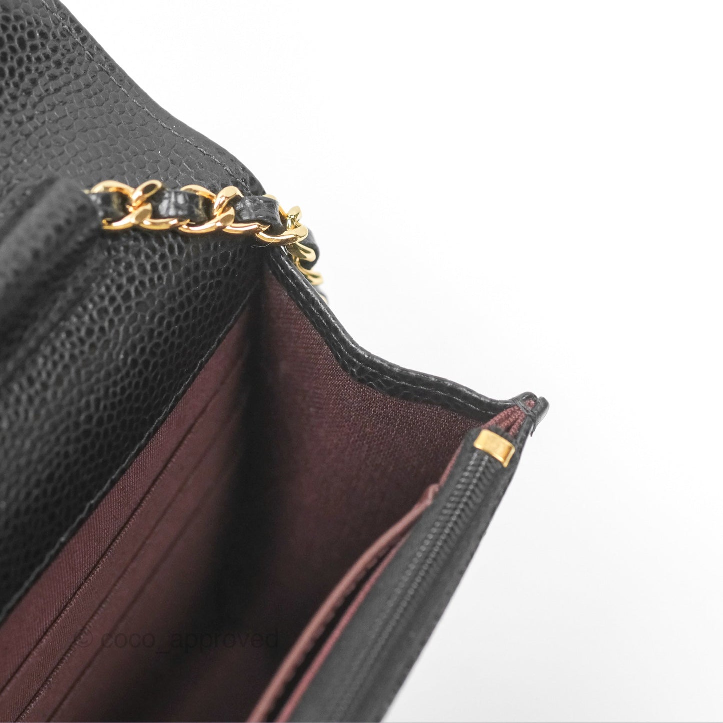 Chanel Classic Quilted Wallet On Chain WOC Black Caviar Gold Hardware