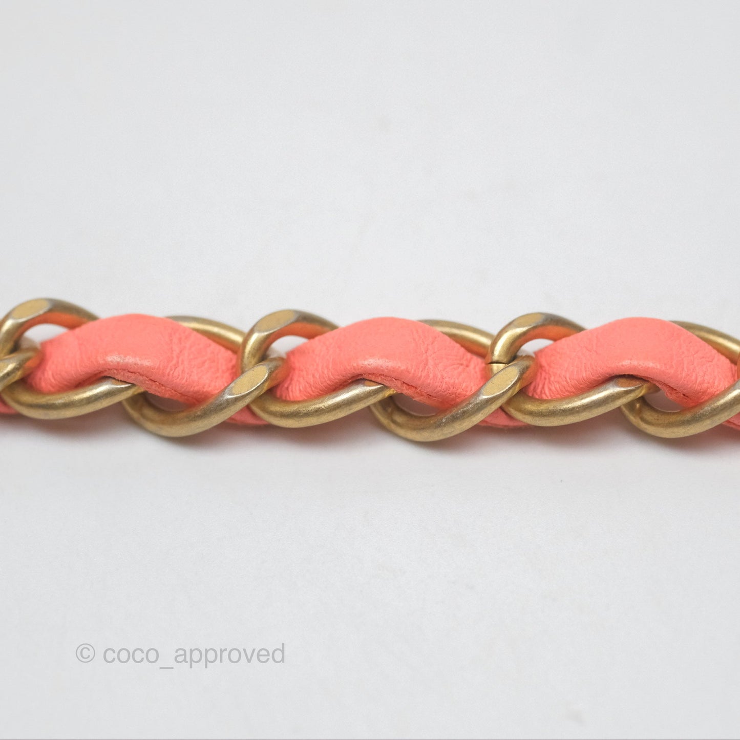 Chanel Chevron Mini Rectangular Flap Peach Pink Lambskin Aged Gold Hardware