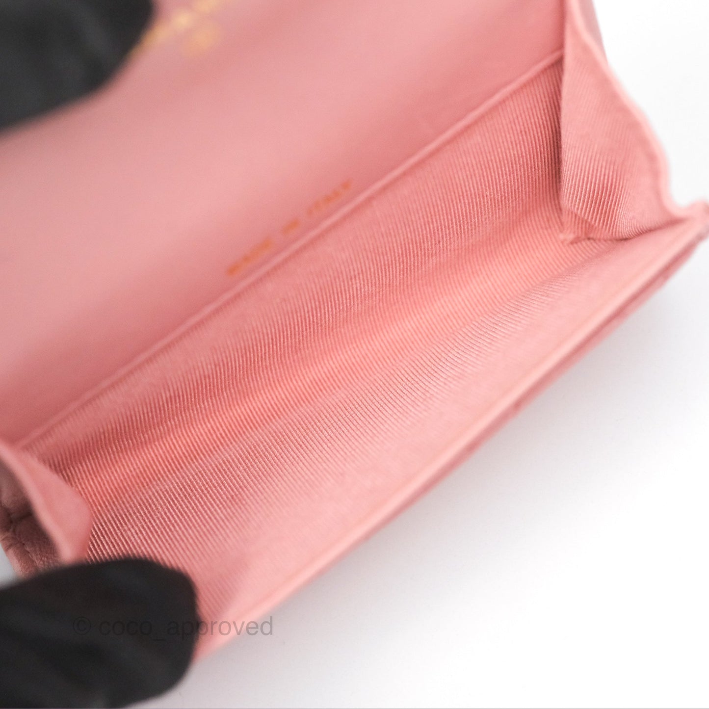Chanel Classic Flap Card Holder Quilted Pink Lambskin Gold Hardware