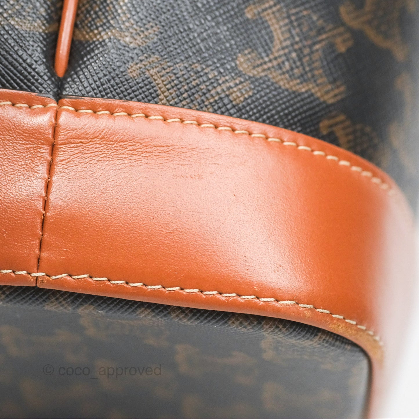 Celine Small Bucket Triomphe Canvas Tan Calfskin