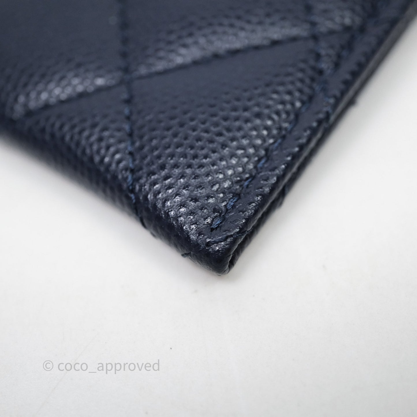 Chanel Classic Flat Card Holder Navy Caviar Gold Hardware
