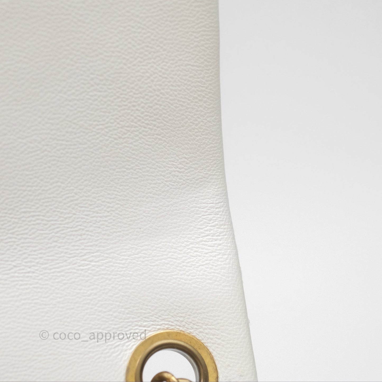 Chanel Mini Rectangular Pearl Crush Quilted White Lambskin Aged Gold Hardware