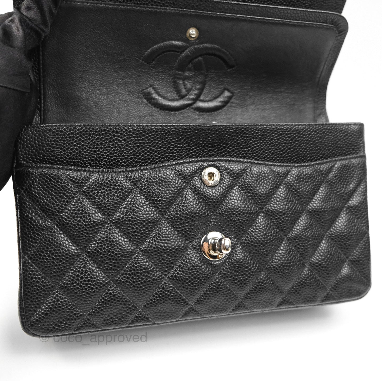 Chanel Small Classic Flap Quilted Black Caviar Silver Hardware