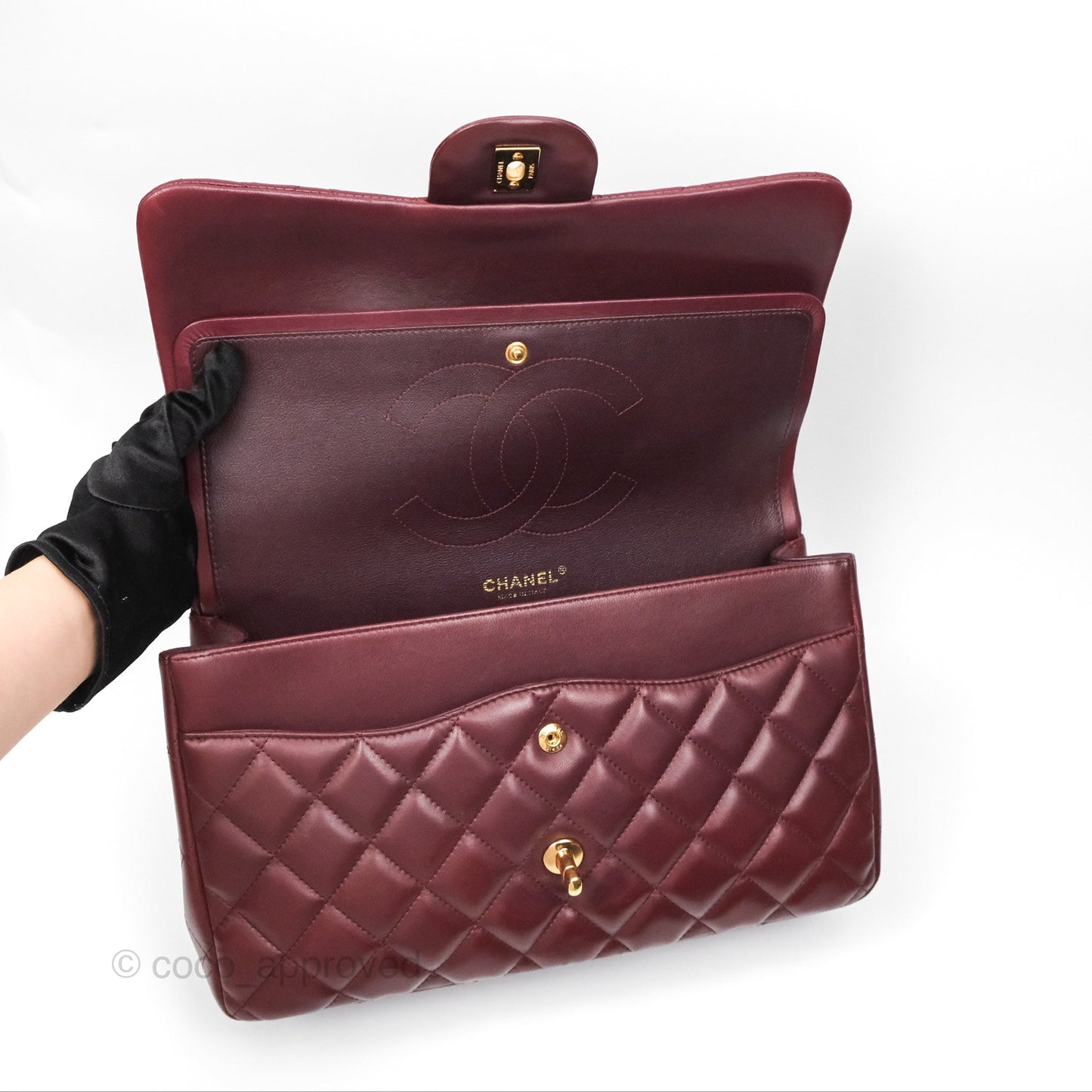 Chanel Jumbo Double Flap Burgundy Lambskin Gold Hardware