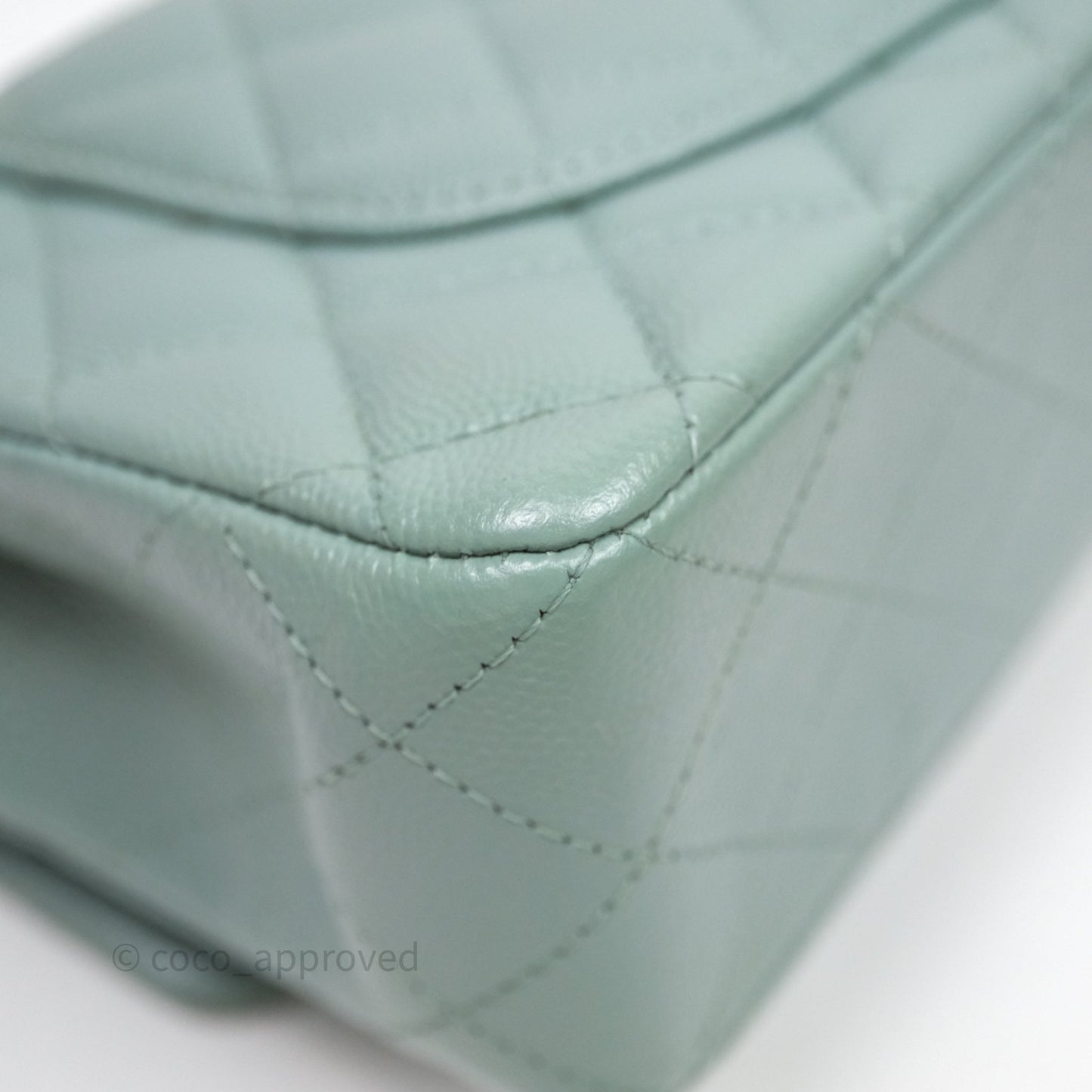 Chanel Small Quilted Classic Flap Tiffany Green Cavier Gold Hardware