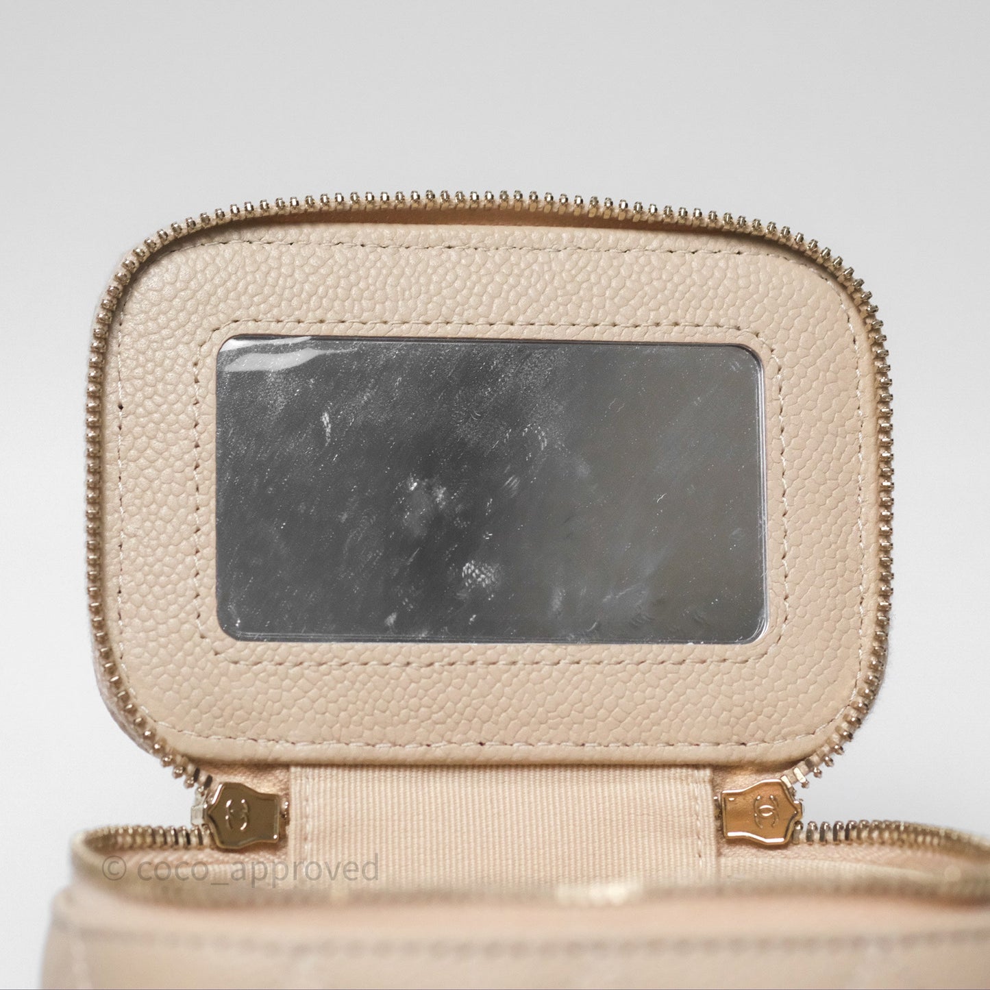 Chanel Mini Vanity With CC Chain Beige Caviar Gold Hardware