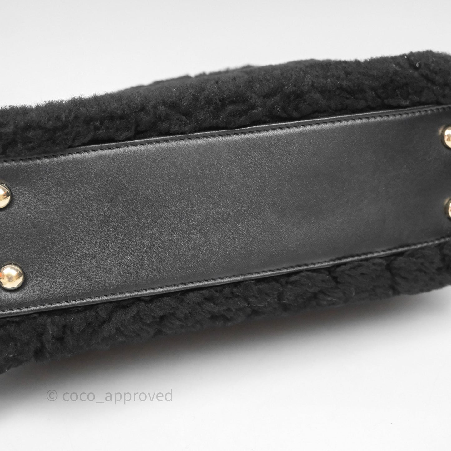 Chanel Small Coco Handle Shearling Black Gold Hardware