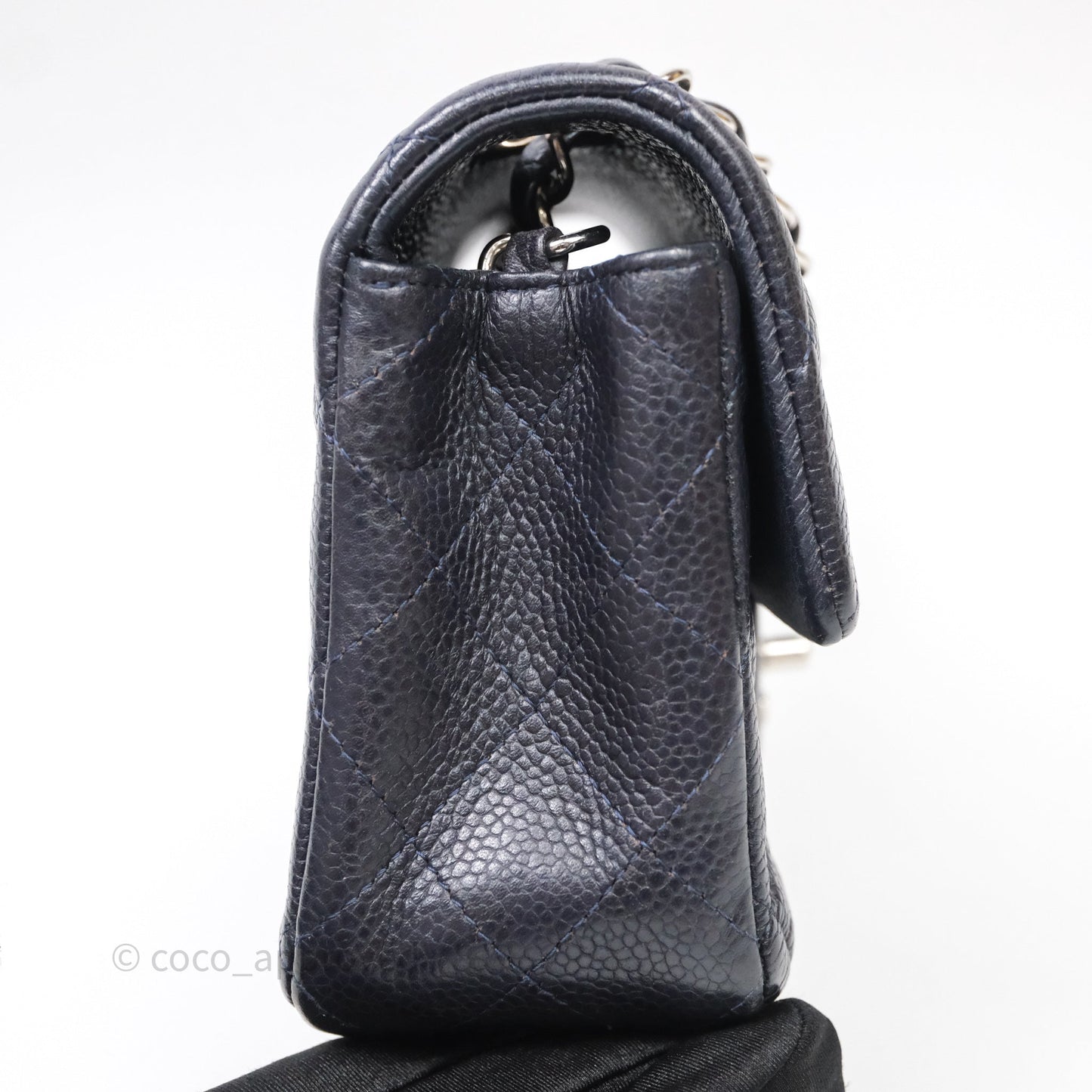 Chanel Mini Rectangular Quilted Dark Navy Caviar Silver Hardware