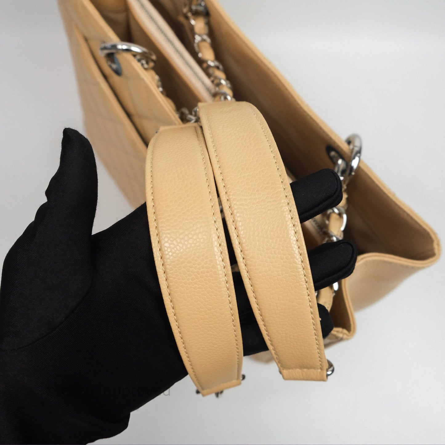 Chanel GST Beige Caviar Silver Hardware