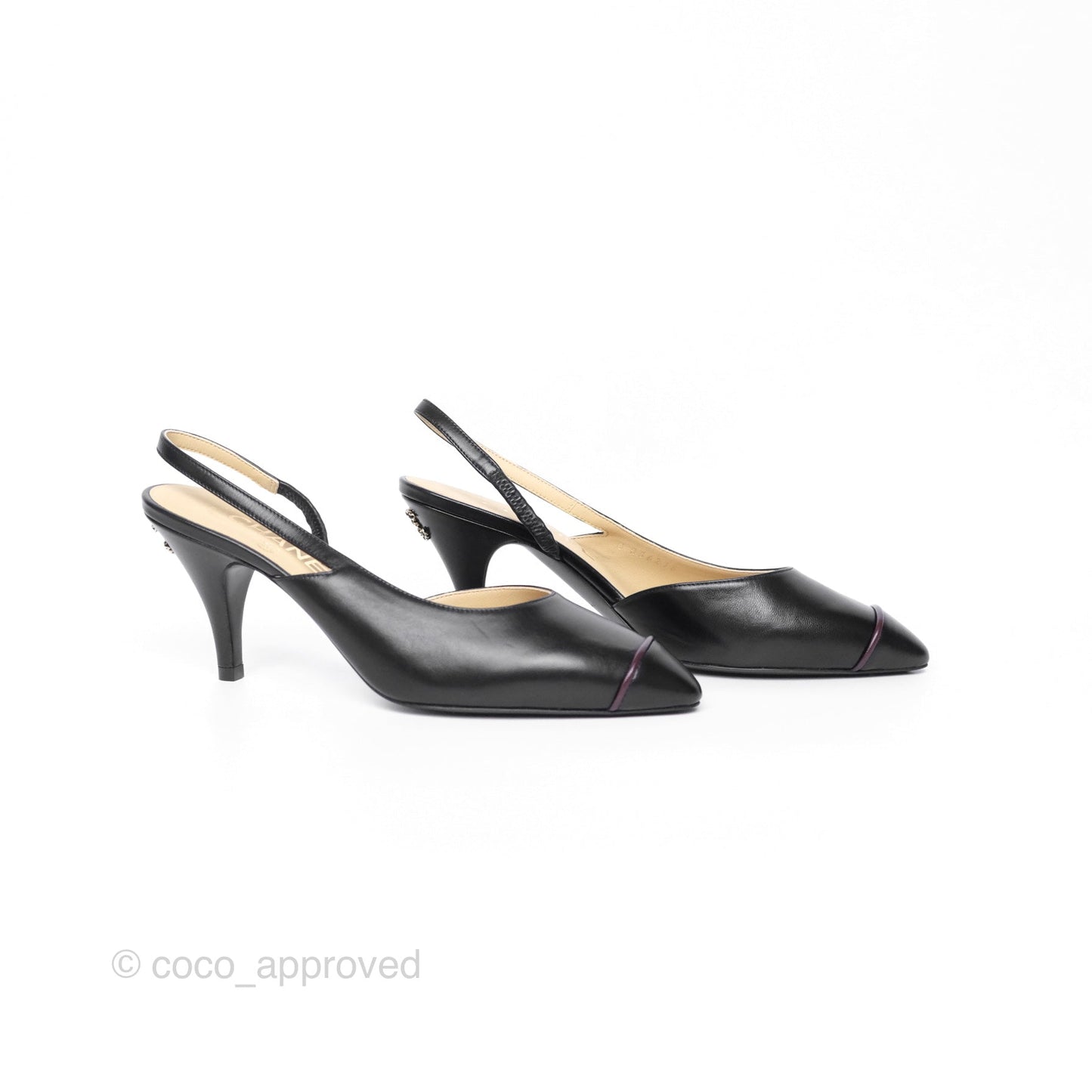 Chanel Toecap Slingback Heels Black Size 37