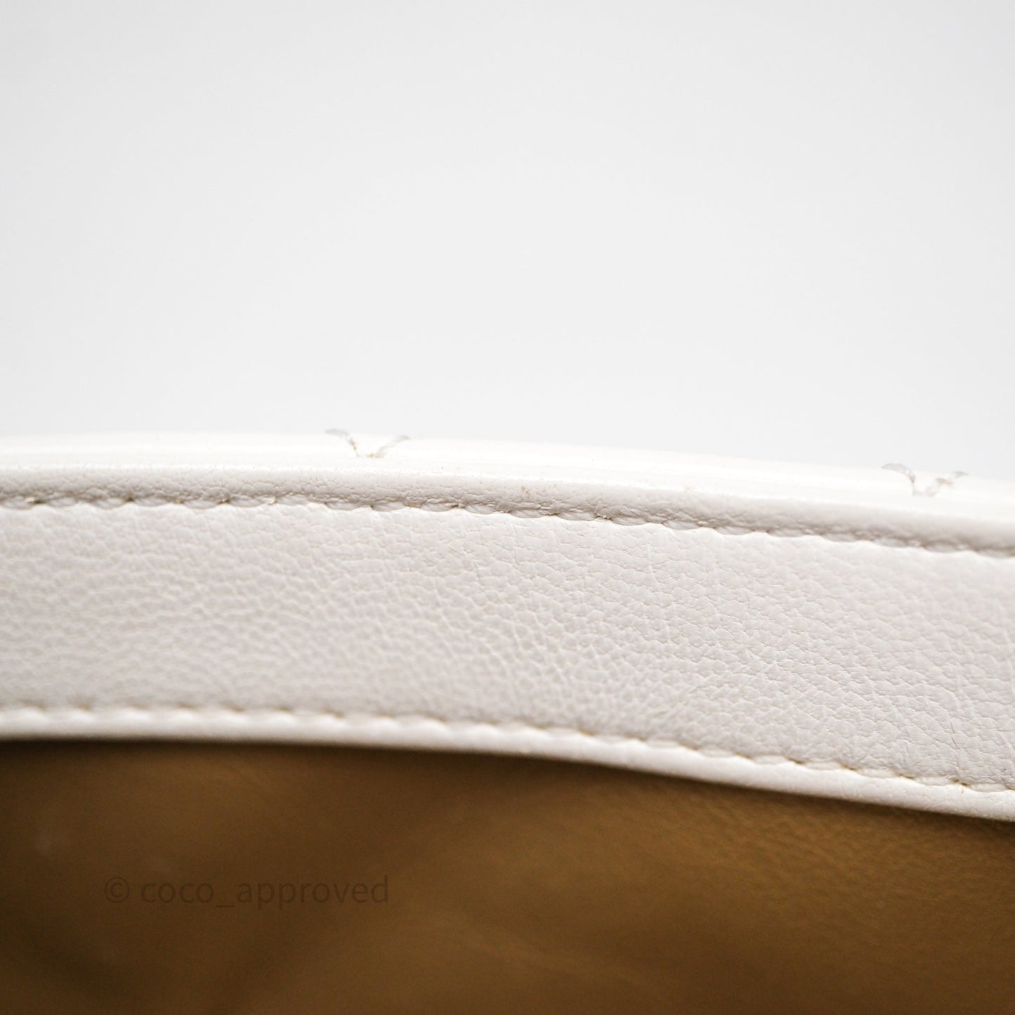 Chanel Mini Rectangular Pearl Crush Quilted White Lambskin Aged Gold Hardware