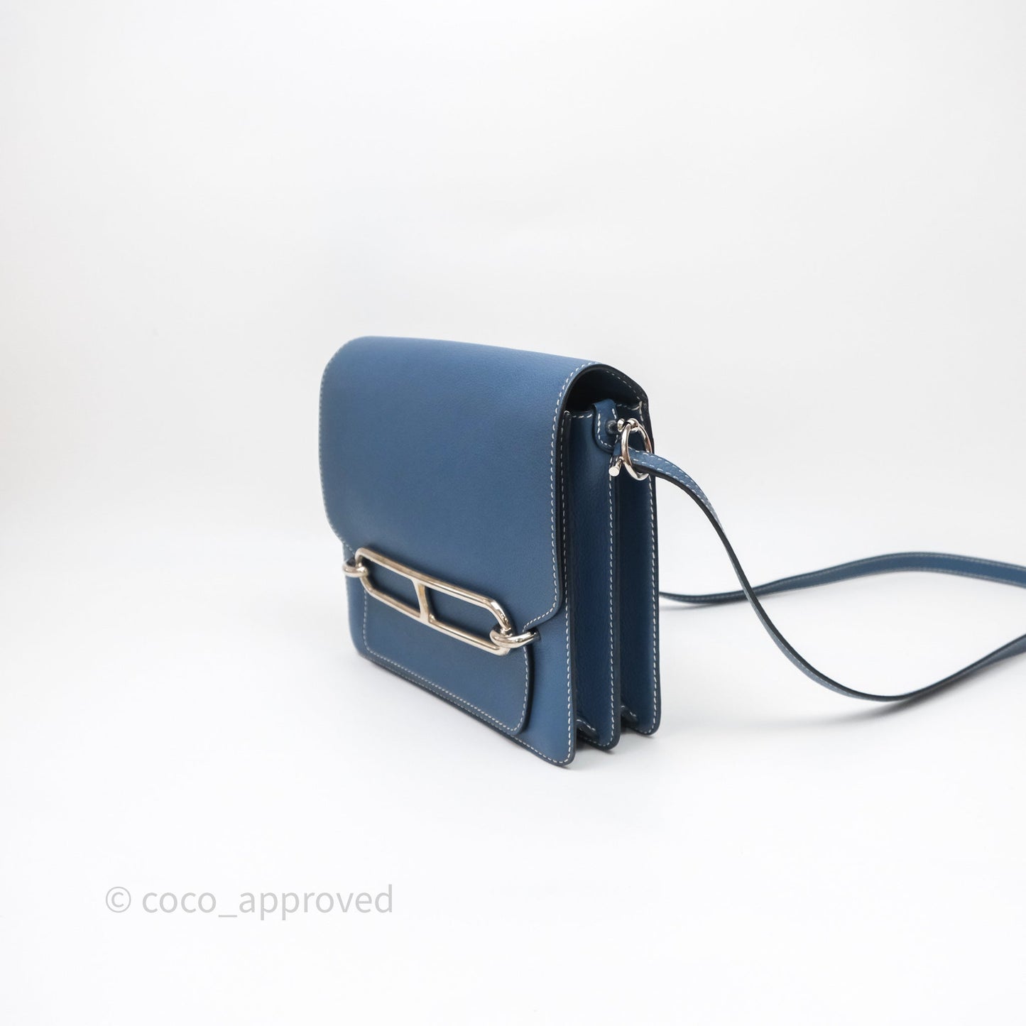 Hermès Roulis 23 Blue Evercolor Palladium Hardware