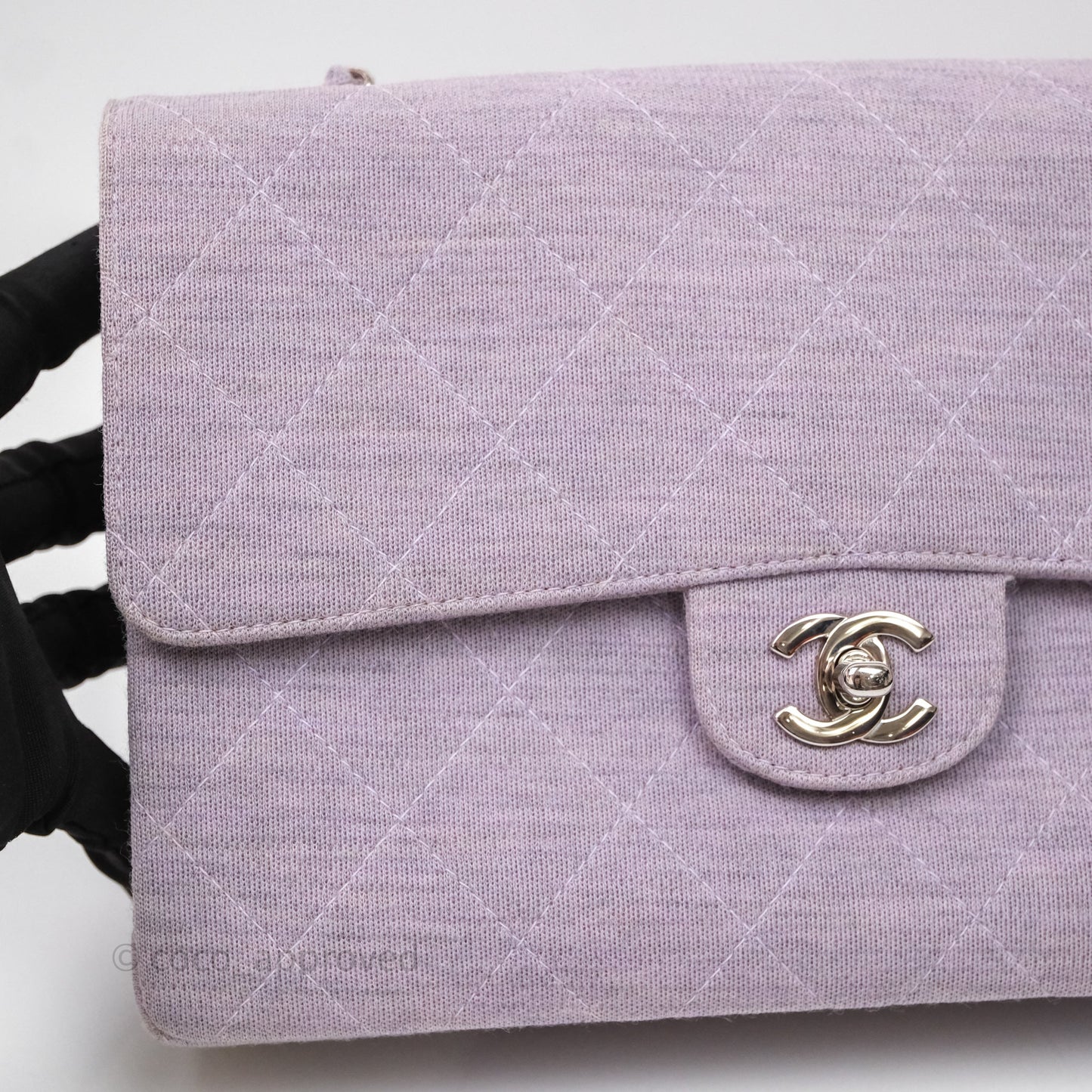 Chanel Medium Single Jersey Flap Bag Purple Silver Hardware