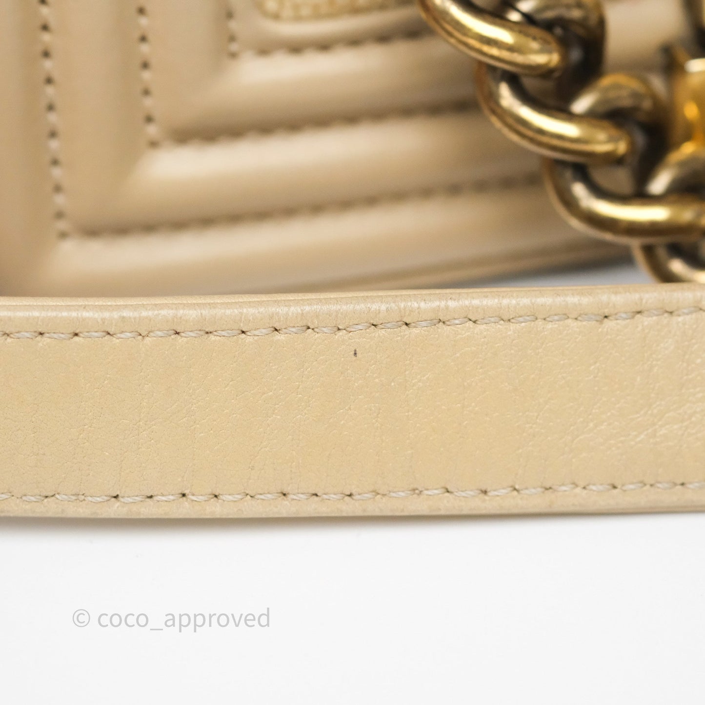 Chanel Small Boy Stingray Beige Antique Gold Hardware
