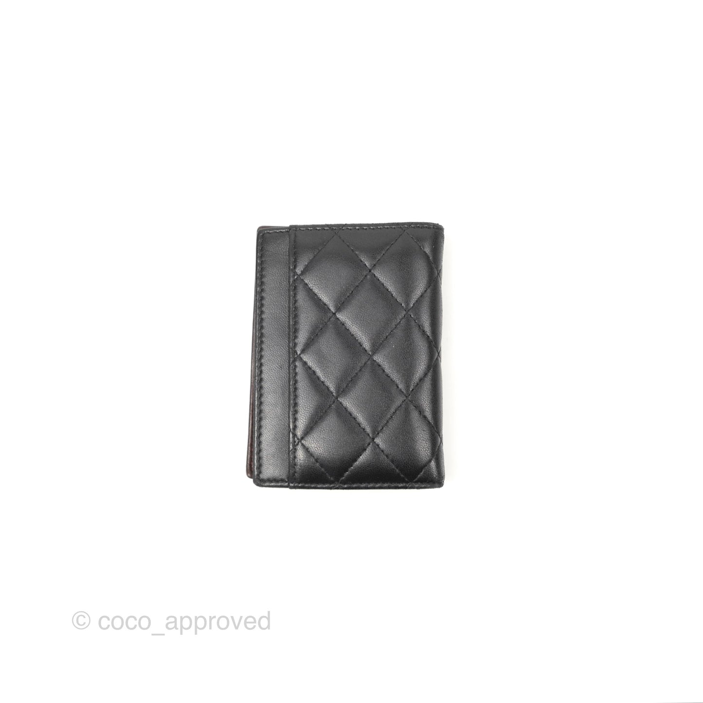 Chanel Classic Quilted Card Holder Black Lambskin Silver Hardware