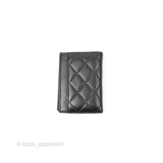 Chanel Classic Quilted Card Holder Black Lambskin Silver Hardware