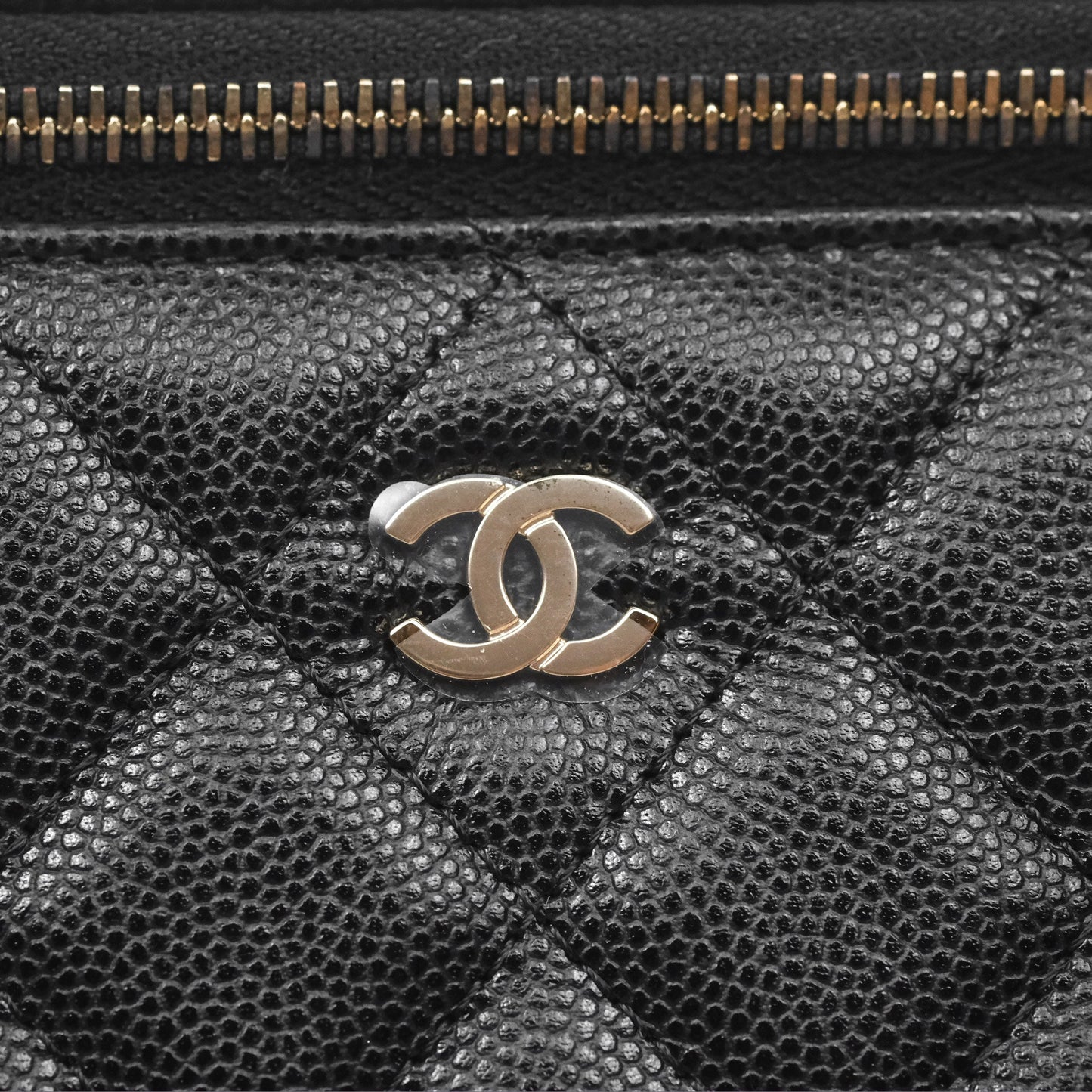 Chanel Vanity Rectangular With Chain Black Caviar Gold Hardware