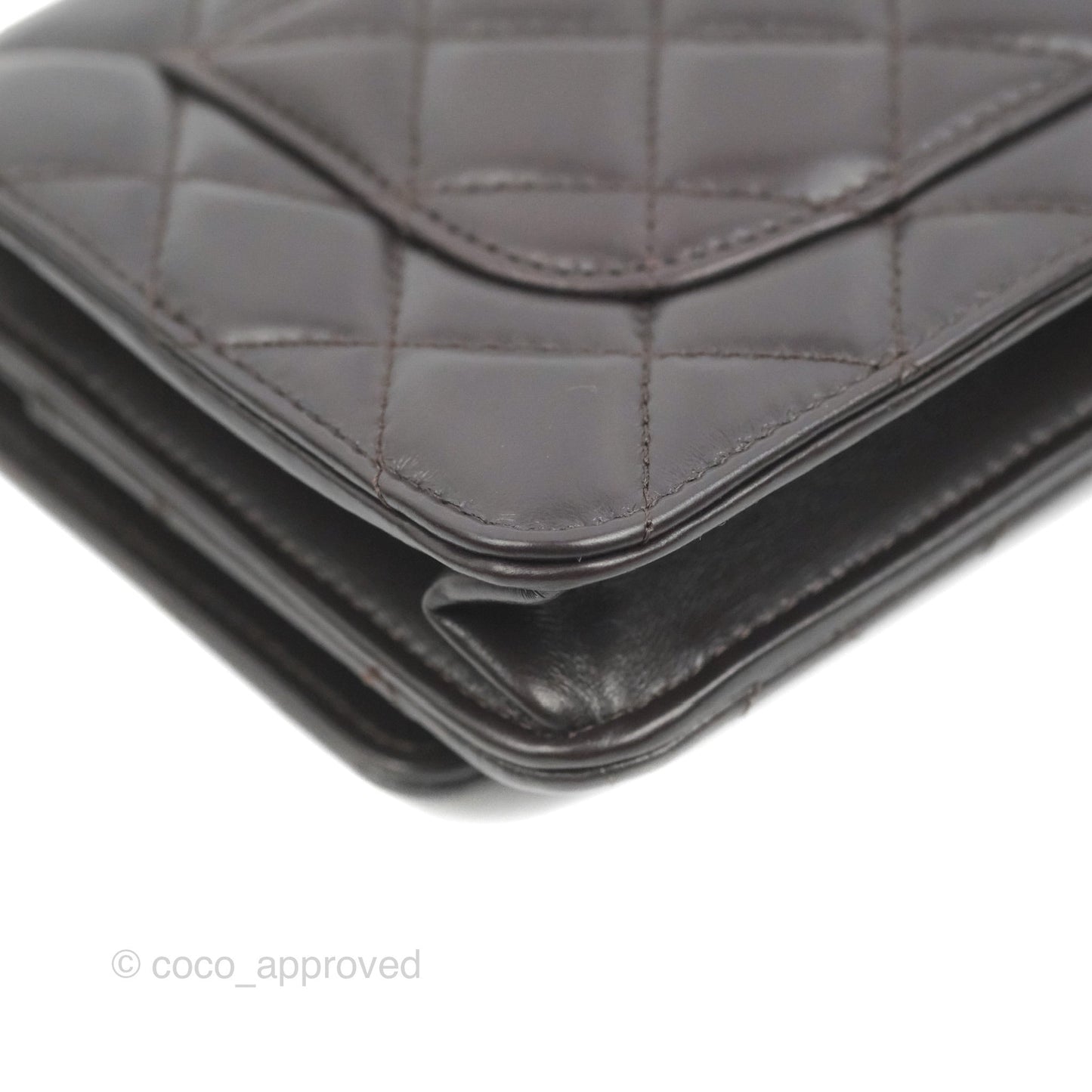 Chanel Quilted Wallet on Chain WOC Adjustable Chain Brown Lambskin Aged Gold Hardware 22K