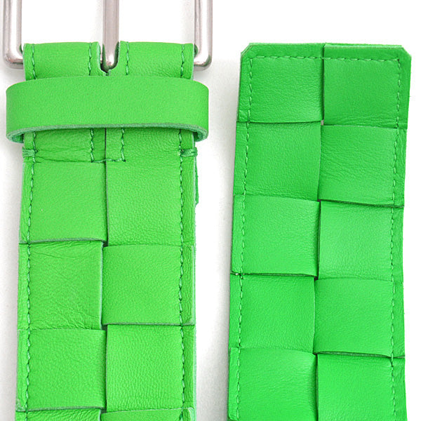 Luxury Bottega Veneta Men's Maxi Intrecciato Calf Leather Belt Green