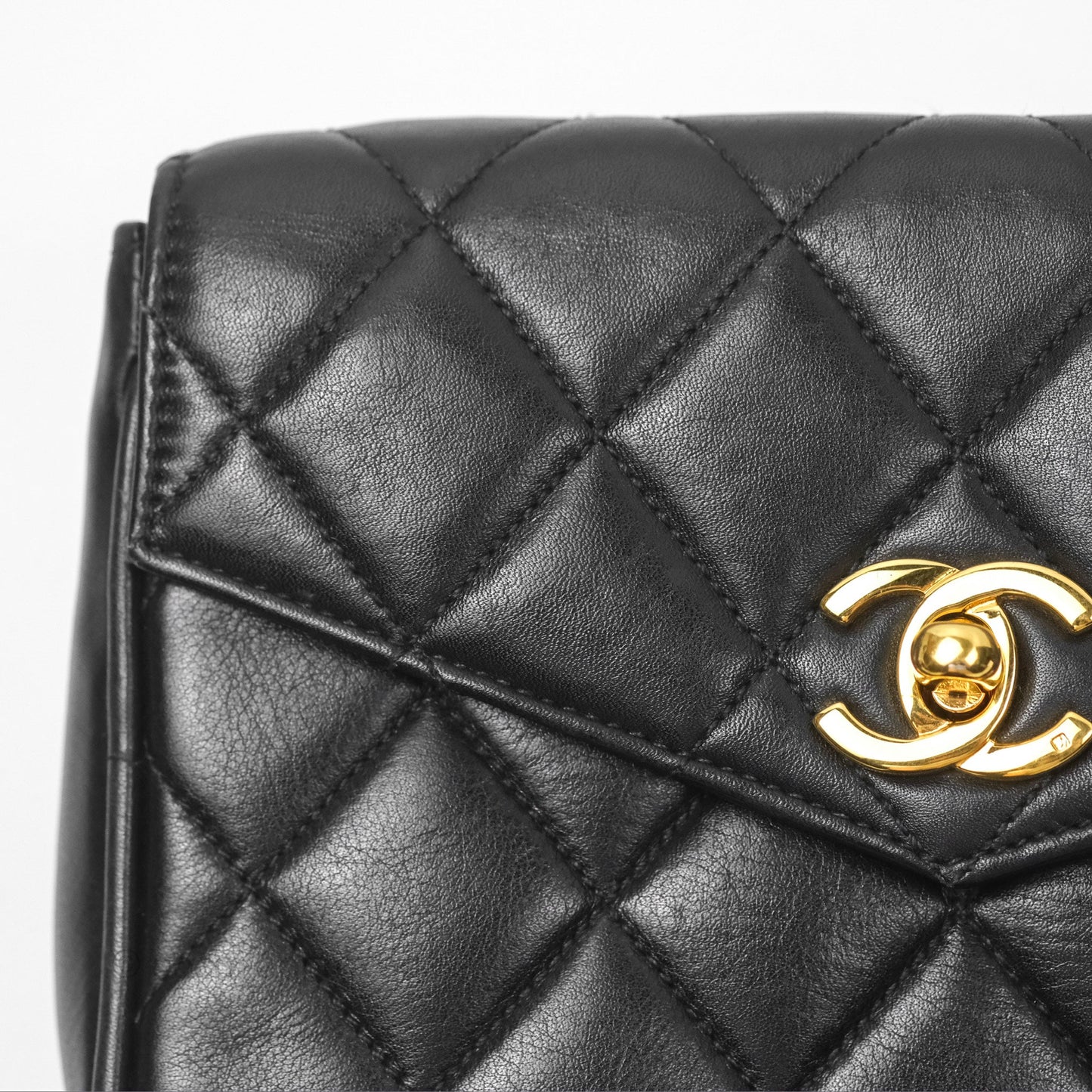 Chanel Vintage Belt Bag Quilted Black Lambskin 24K Gold Hardware