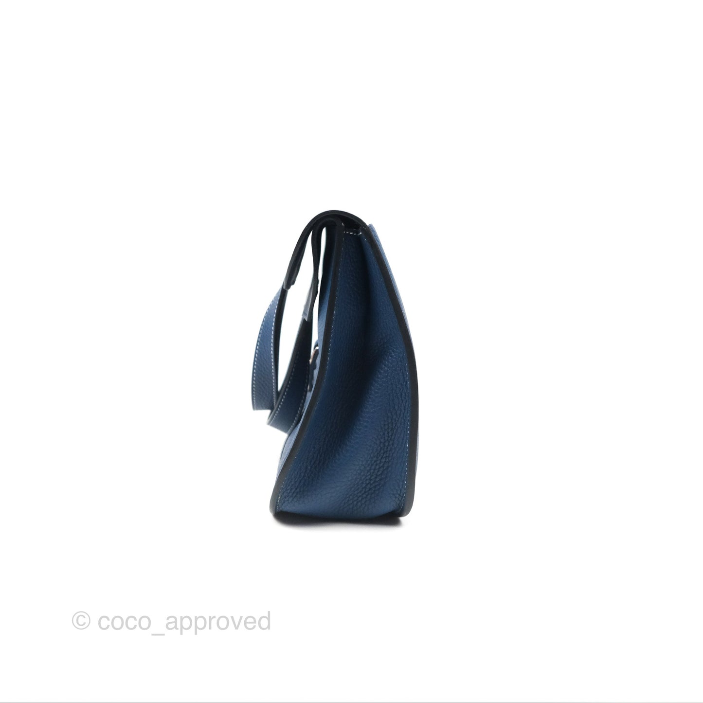 Hermès Halzan 31 Deep Blue S4 Clemence Palladium Hardware