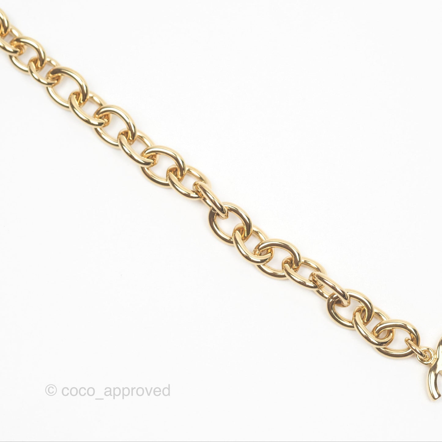 Chanel Black CC Heart Lucky Clover Chain Belt Gold Tone 24P
