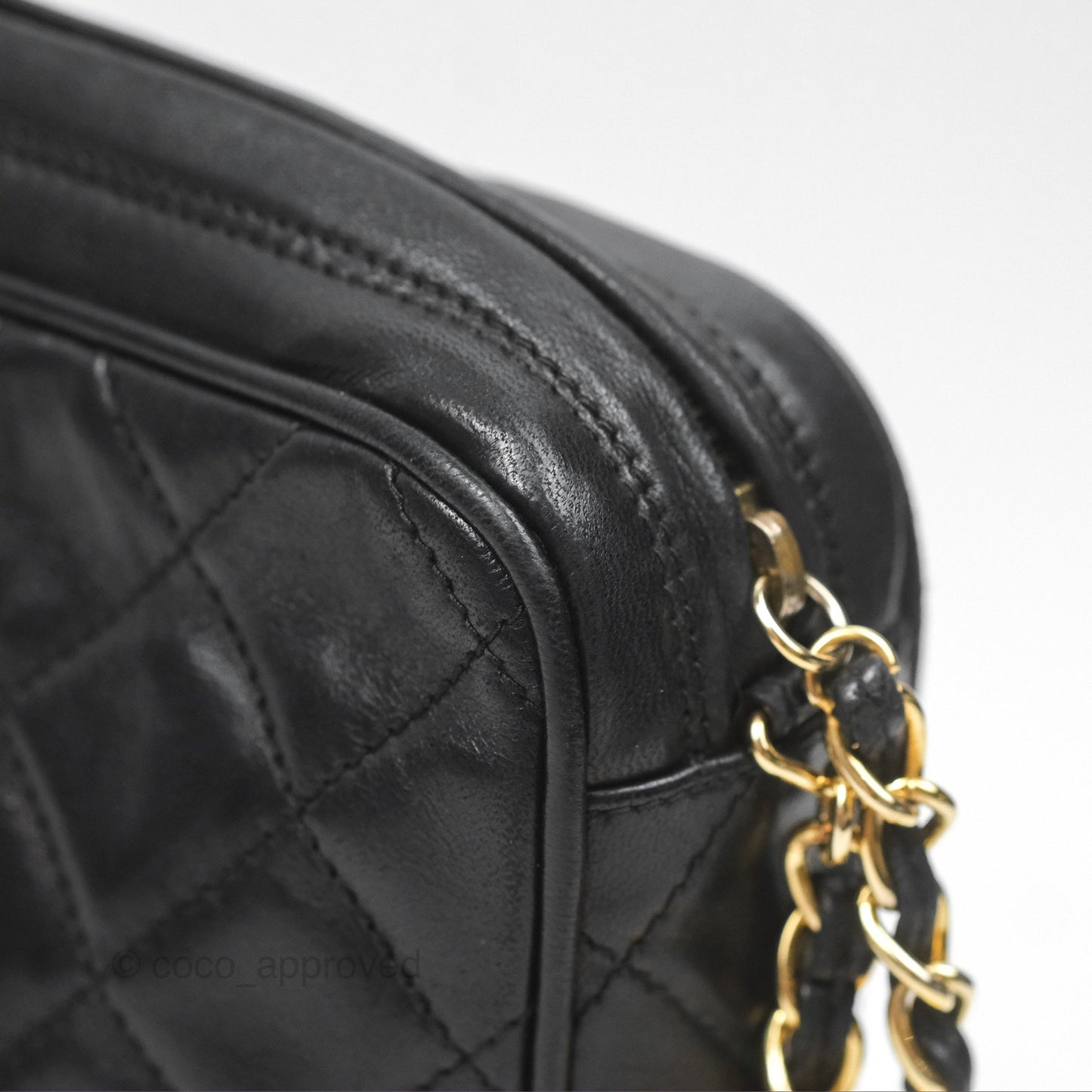 Chanel Vintage Camera Bag Black Lambskin Gold Hardware