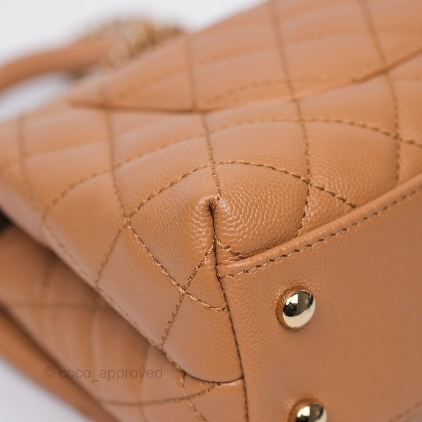 Chanel Small Coco Handle Caramel Beige Caviar Gold Hardware