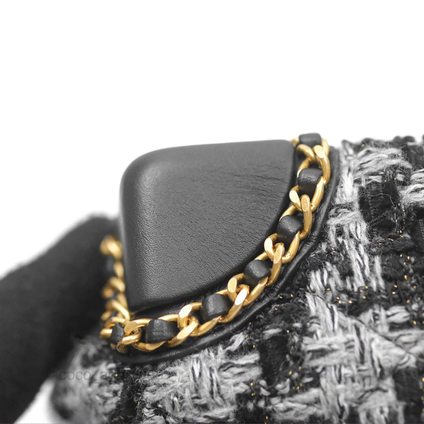 Chanel Mini Flag Bag Black & Grey Tweed Aged Gold Hardware