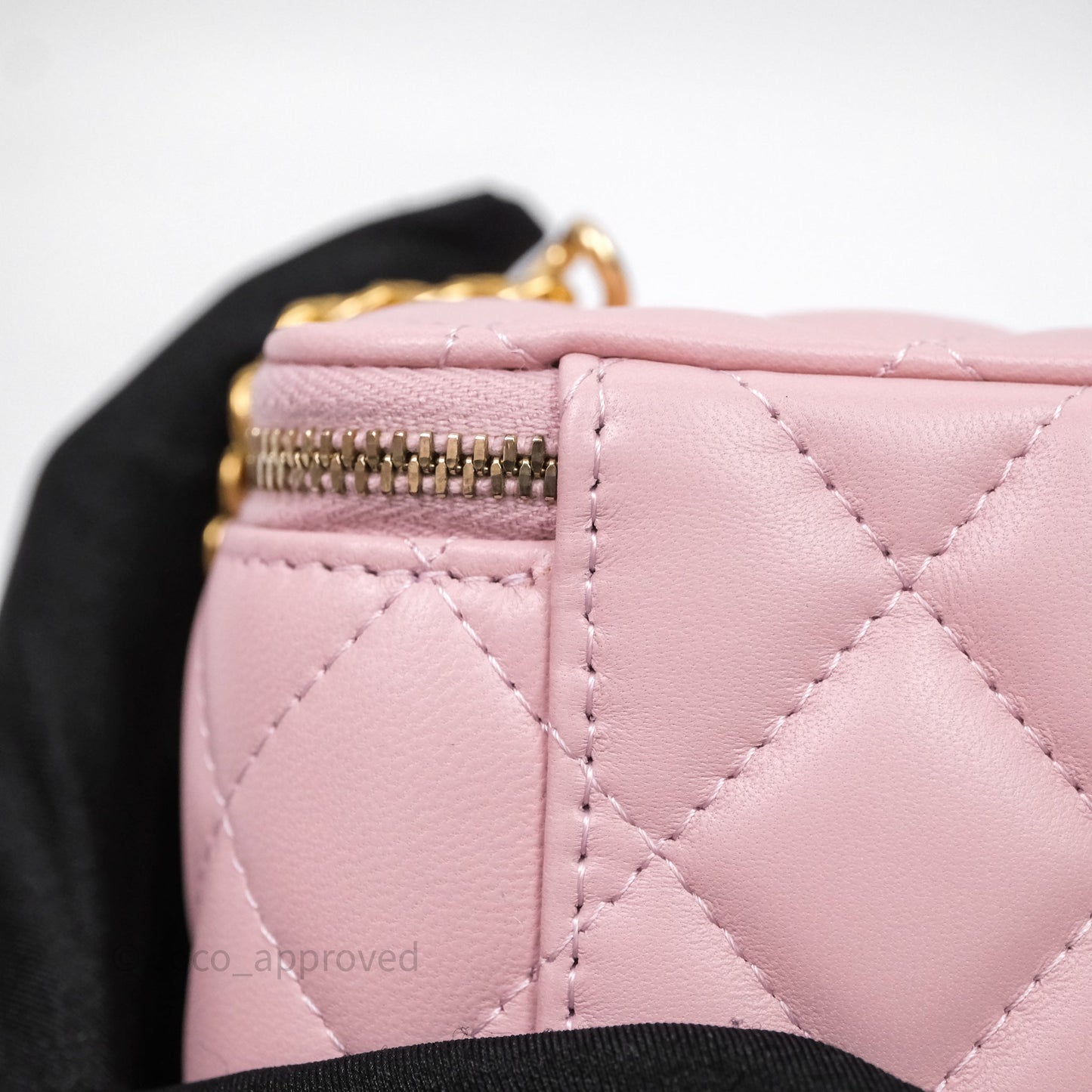 Chanel Vanity with Multicolor Resin Chain Pink Lambskin Aged Gold Hardware