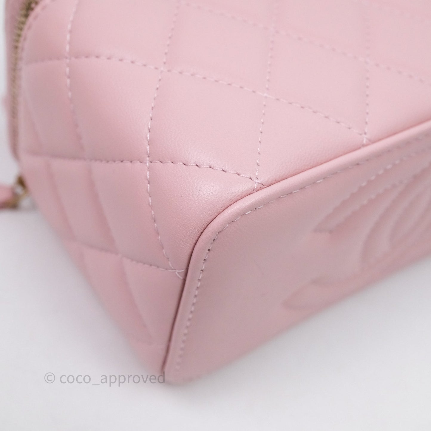 Chanel Vanity with Multicolor Resin Chain Pink Lambskin Aged Gold Hardware