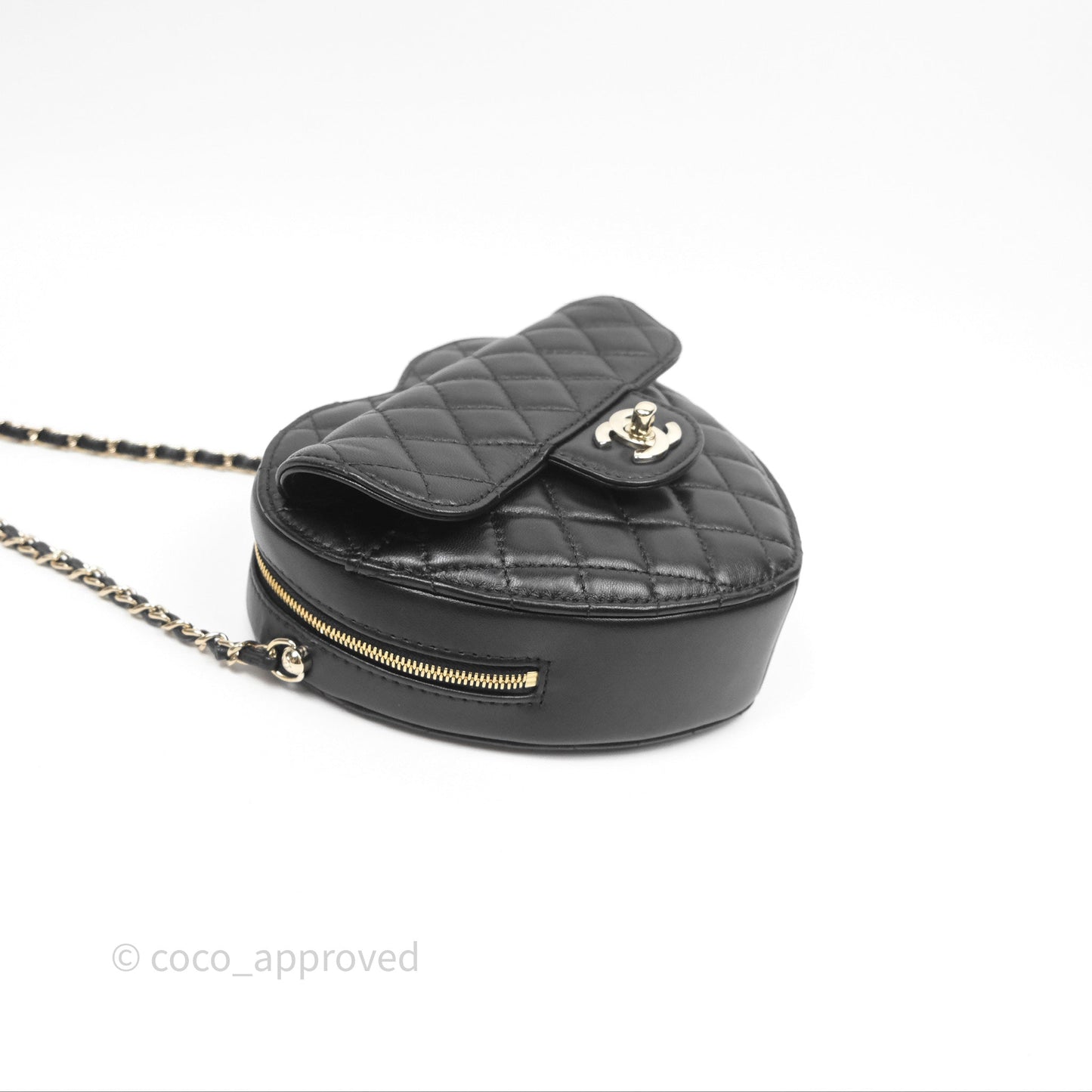 Chanel Large Heart Bag Black Lambskin Gold Hardware 22S