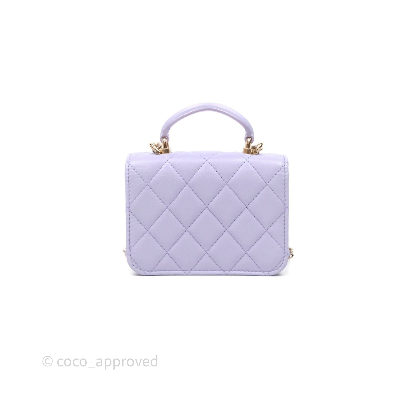 Chanel Mini Handle Flap Coin Purse With Chain Lilac Lambskin Gold Hardware