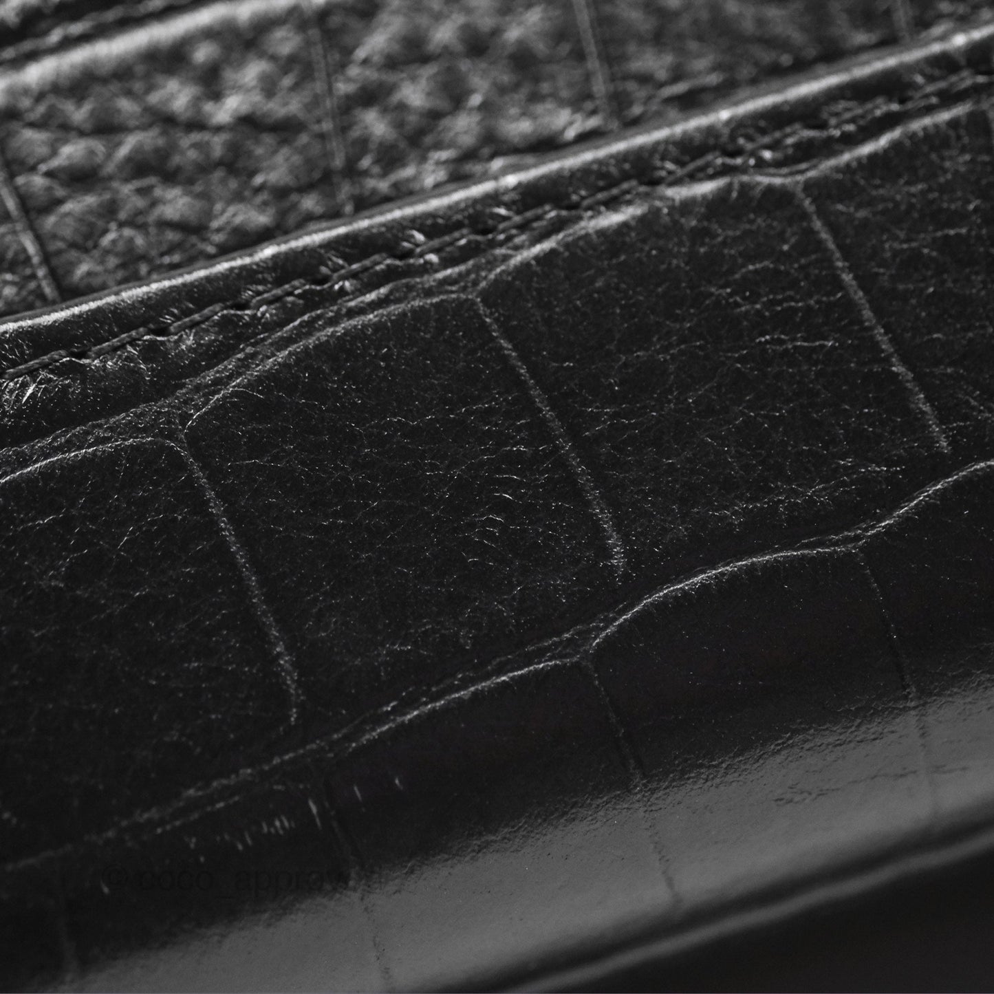 Chanel Small Gabrielle Hobo with Logo Handle Quilted Black Croc Embossed Calfskin