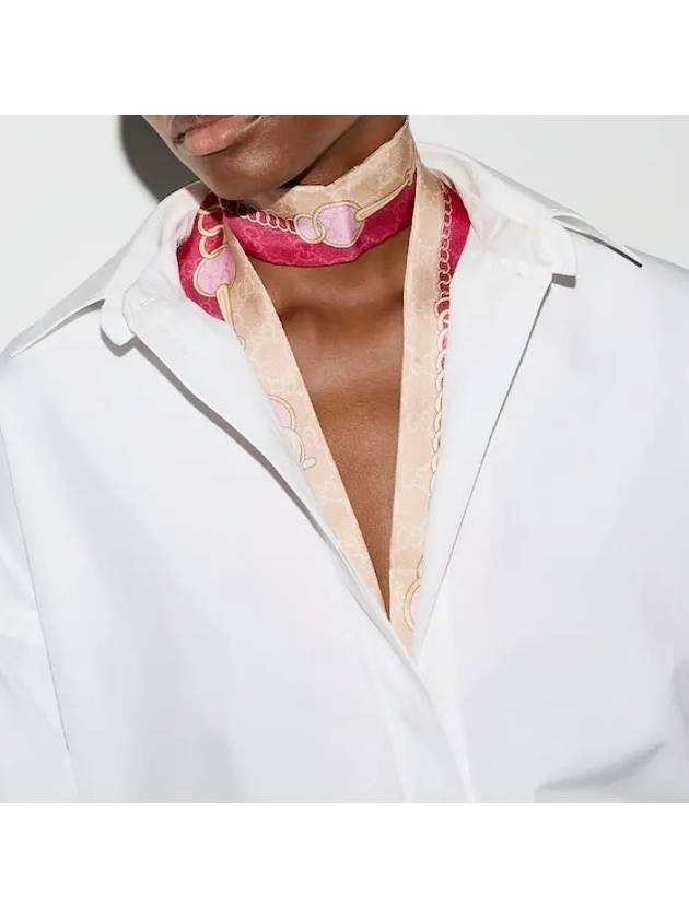 Luxury Gucci Trending 2025 GG Chain Print Silk Neck Bow Pink 7748193G0015872