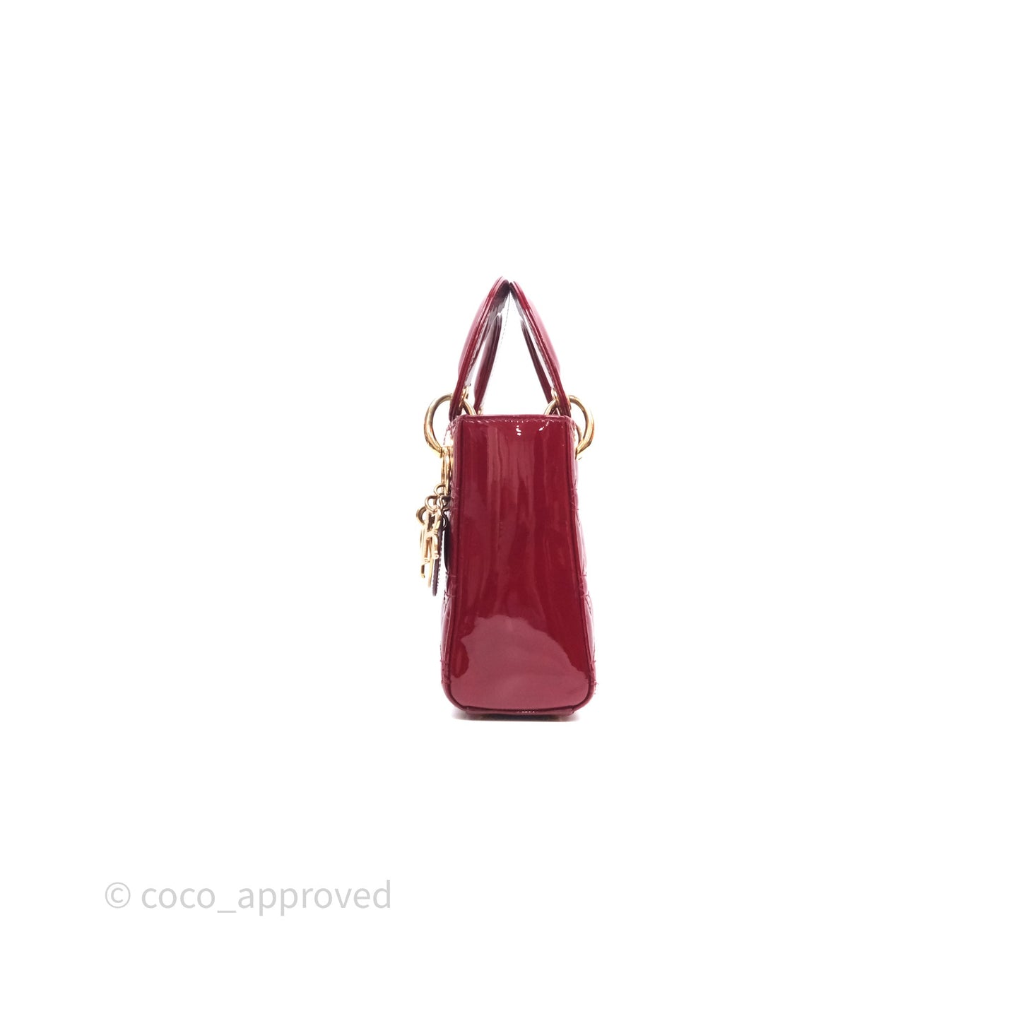 Christian Dior Mini Lady Dior Red Patent Cannage Gold Hardware