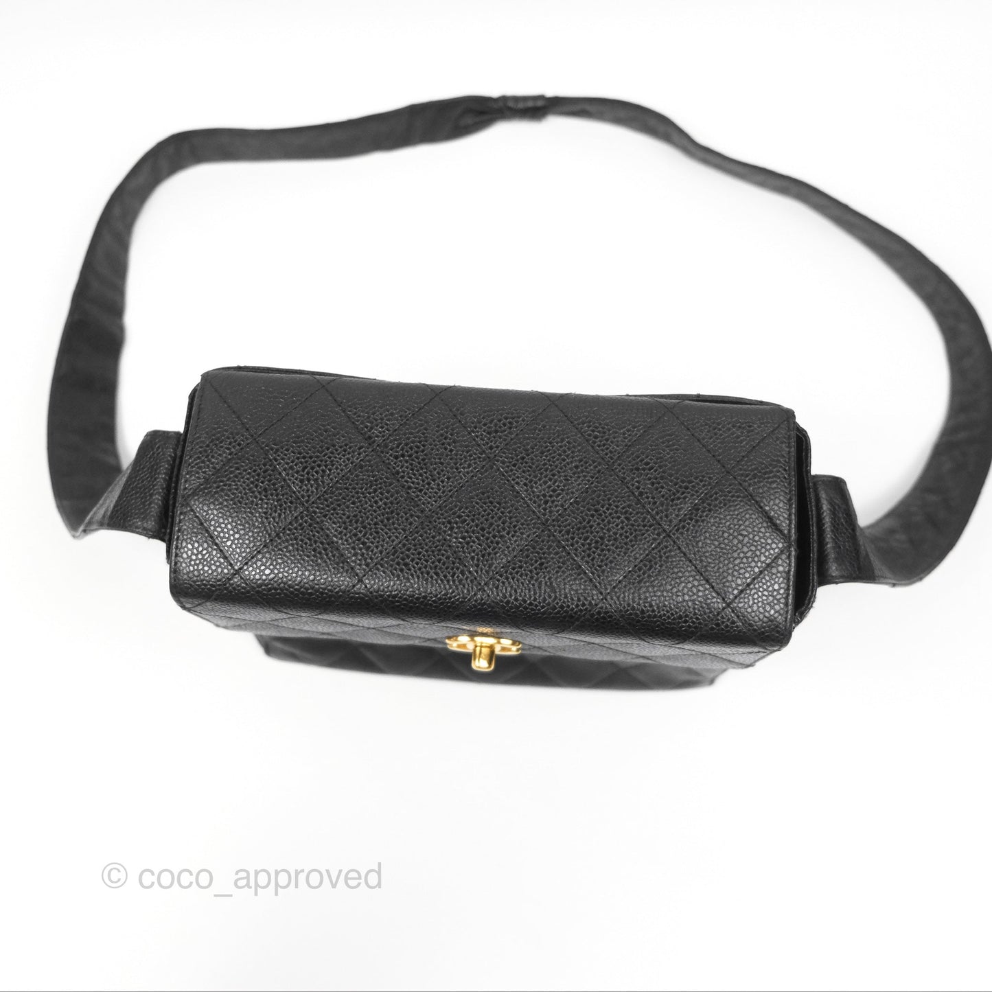 Chanel Vintage Quilted Shoulder Bag Black Caviar 24K Gold Hardware