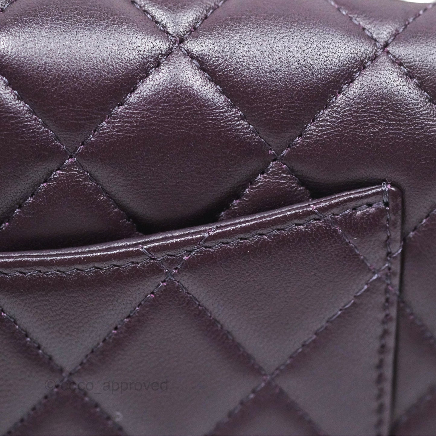 Chanel Mini Rectangular Quilted Dark Purple Lambskin Silver Hardware
