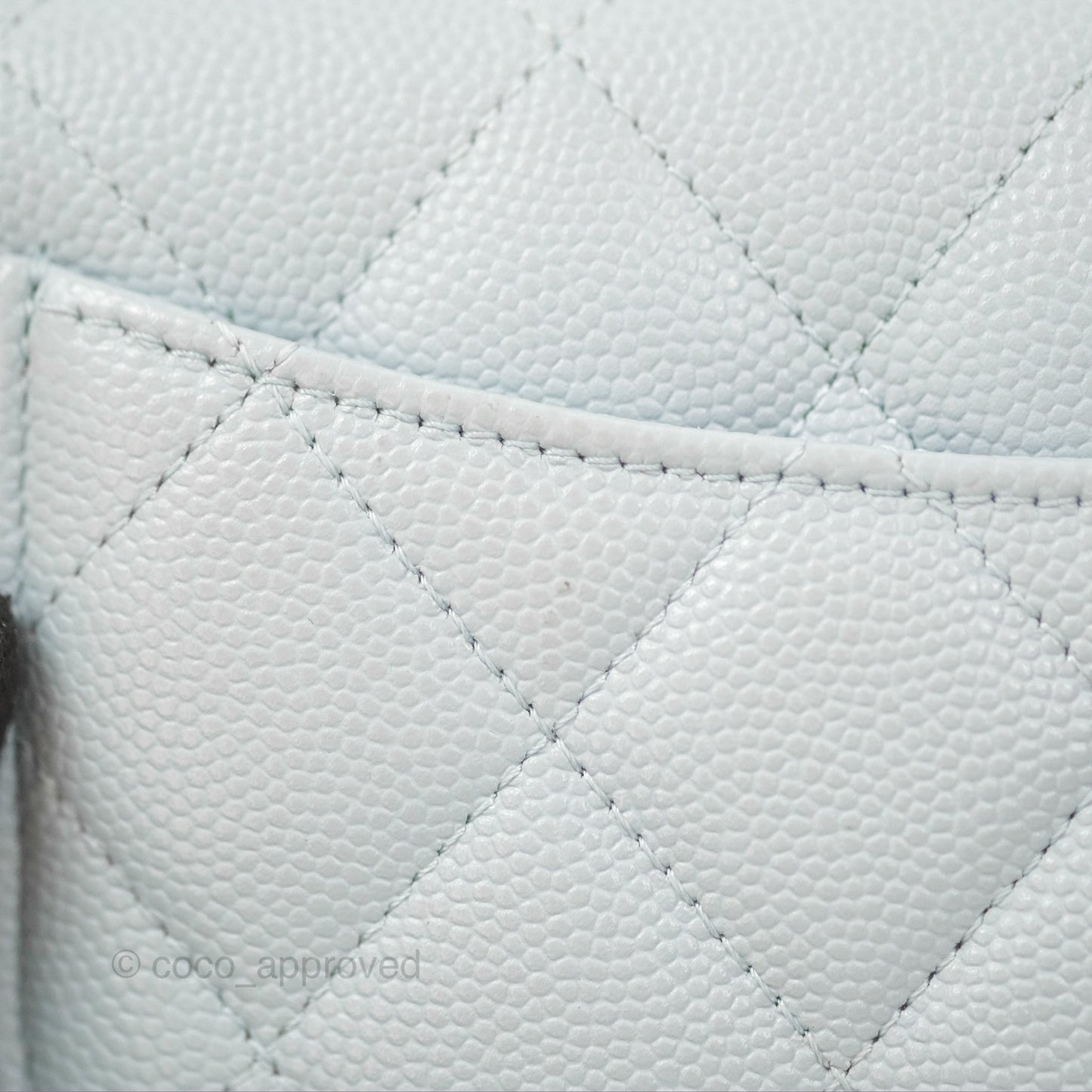 Chanel Classic Quilted Flap Long Wallet Light Blue Caviar Gold Hardware