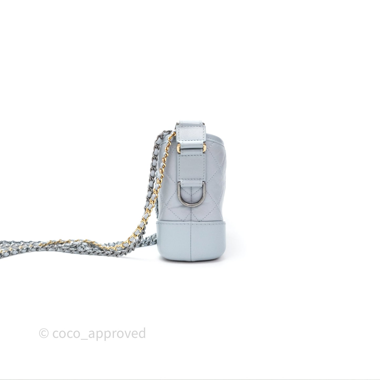 Chanel Small Gabrielle Hobo Quilted Light Blue Aged Calfskin