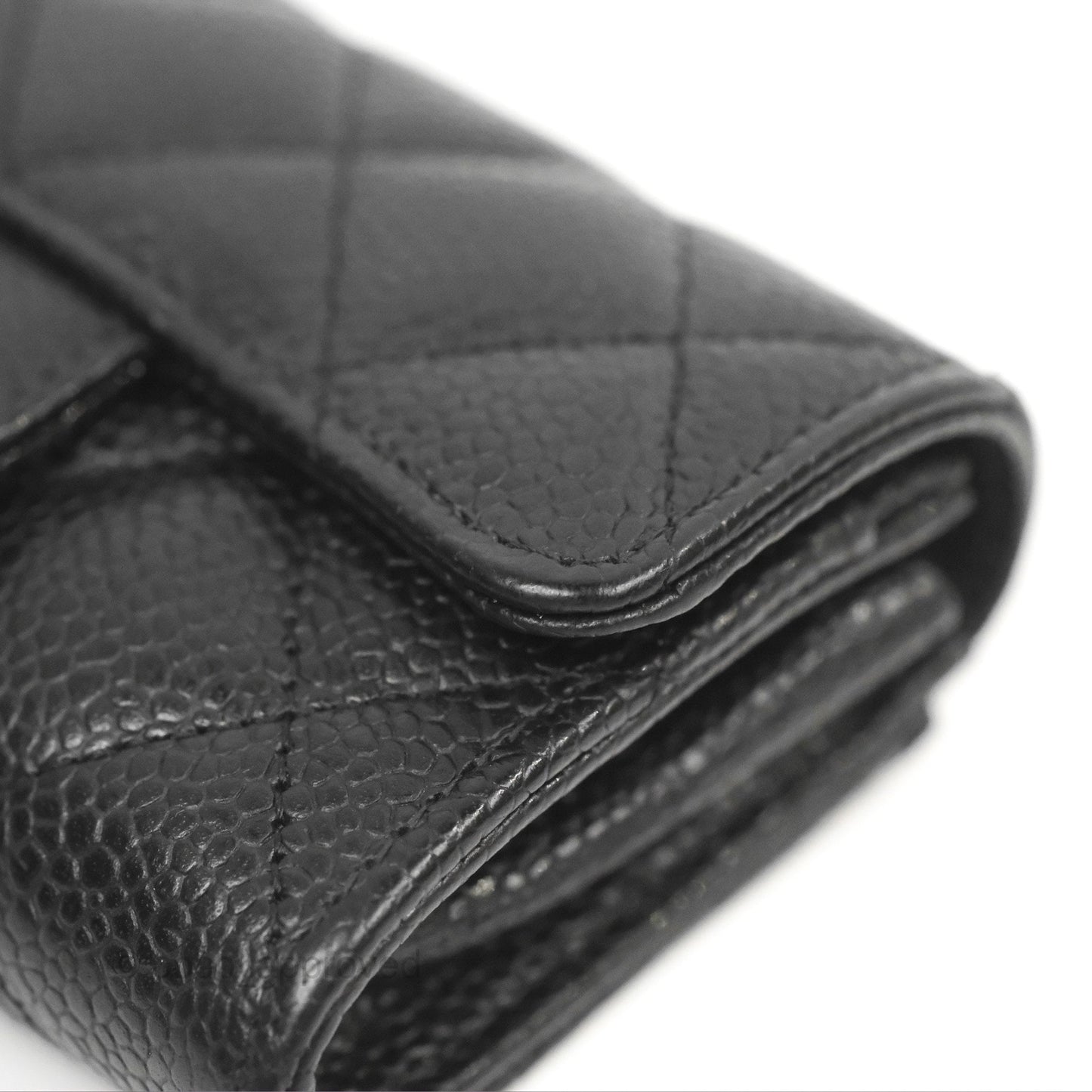 Chanel Classic Flap Card Holder Black Caviar Silver Hardware
